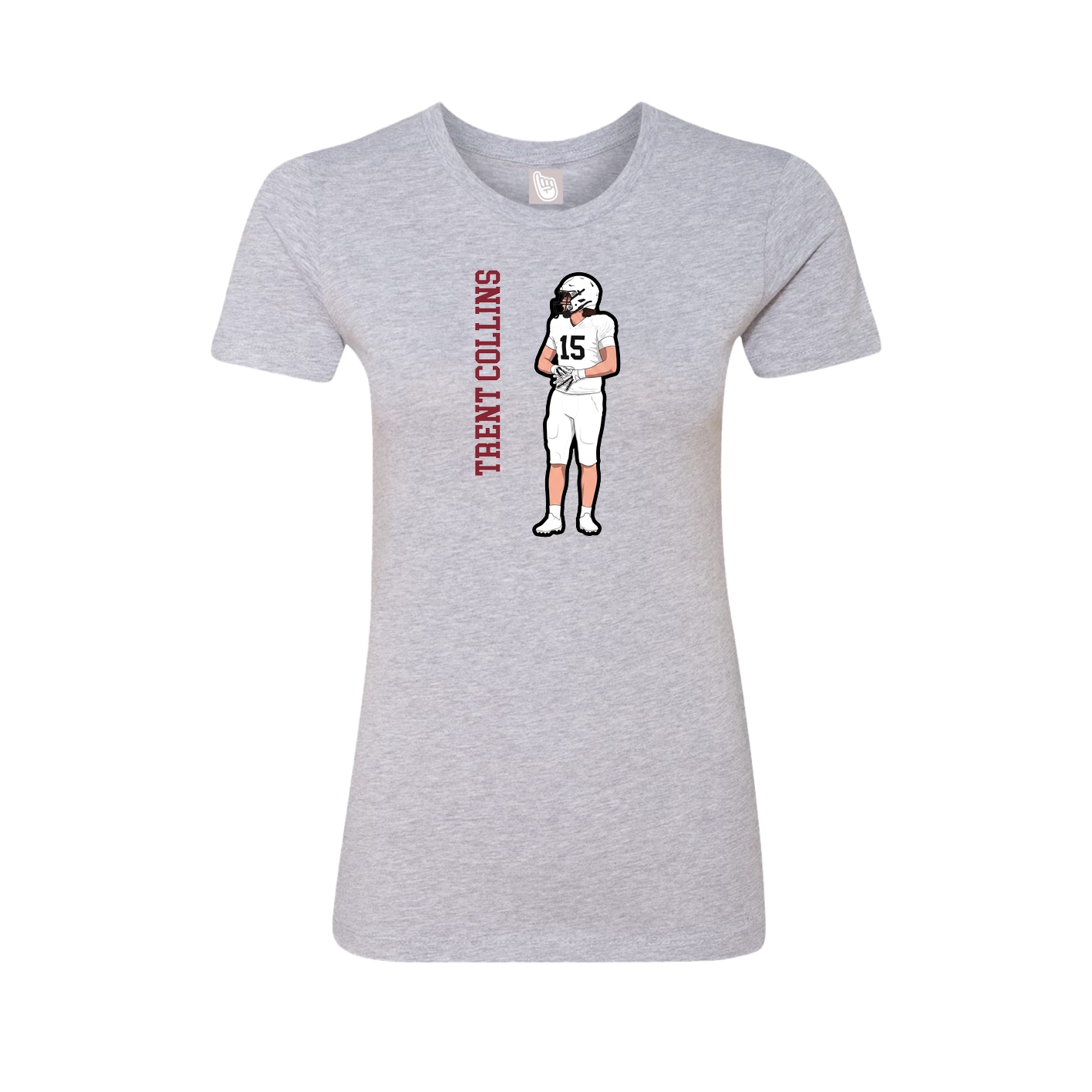 Fitted Women's Tee — Name Vertical in Grey