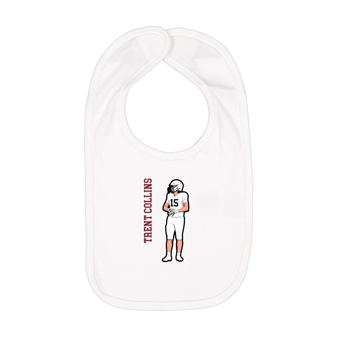 Infant Bib — Name Vertical in White