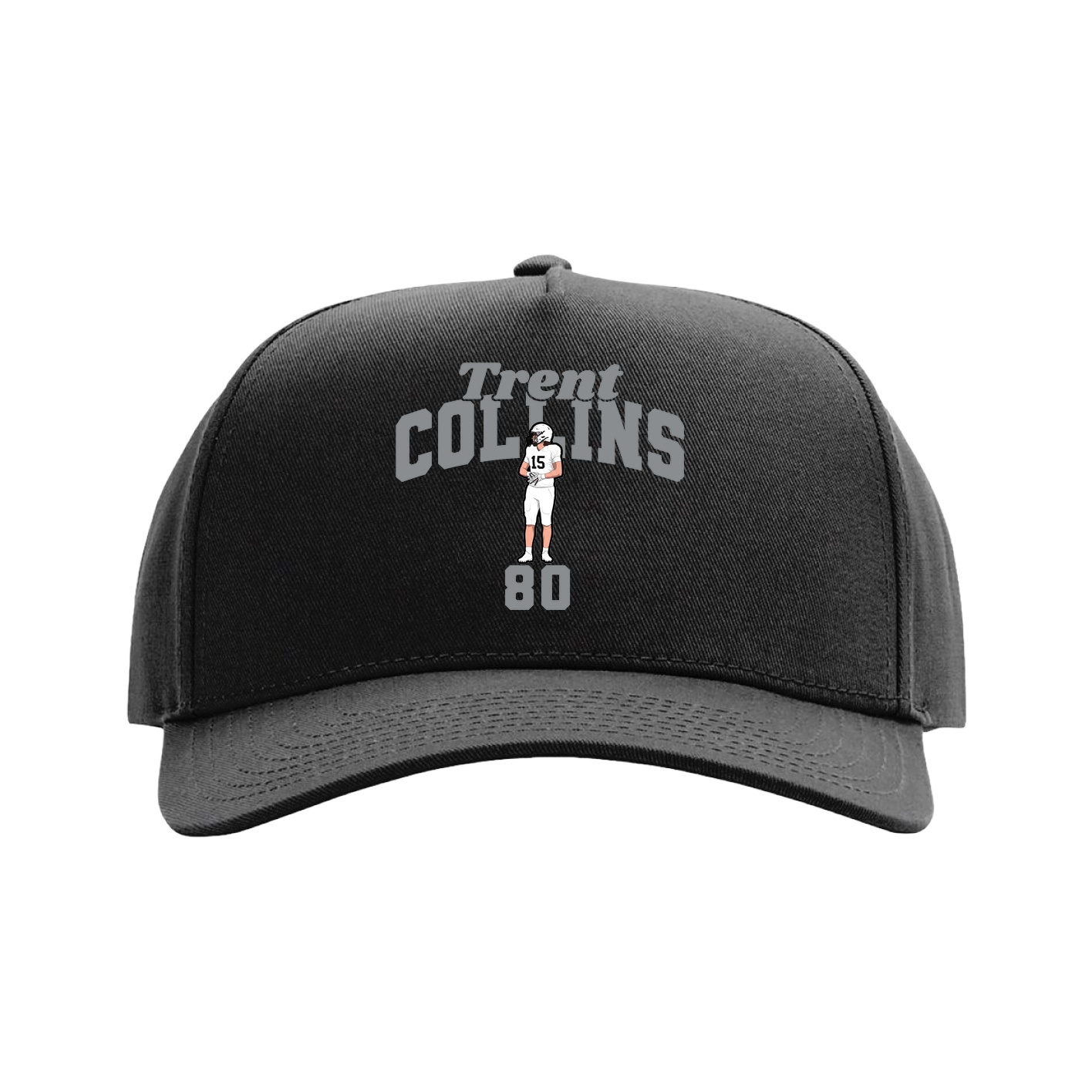 Full Fabric Five-Panel Champ Cap — Signature Arch in Black