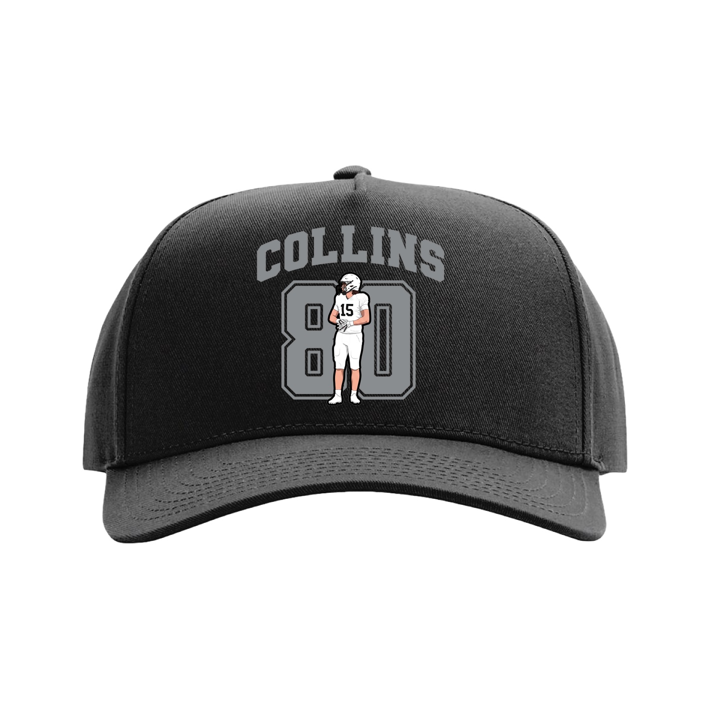 Full Fabric Five-Panel Champ Cap — Number in Black