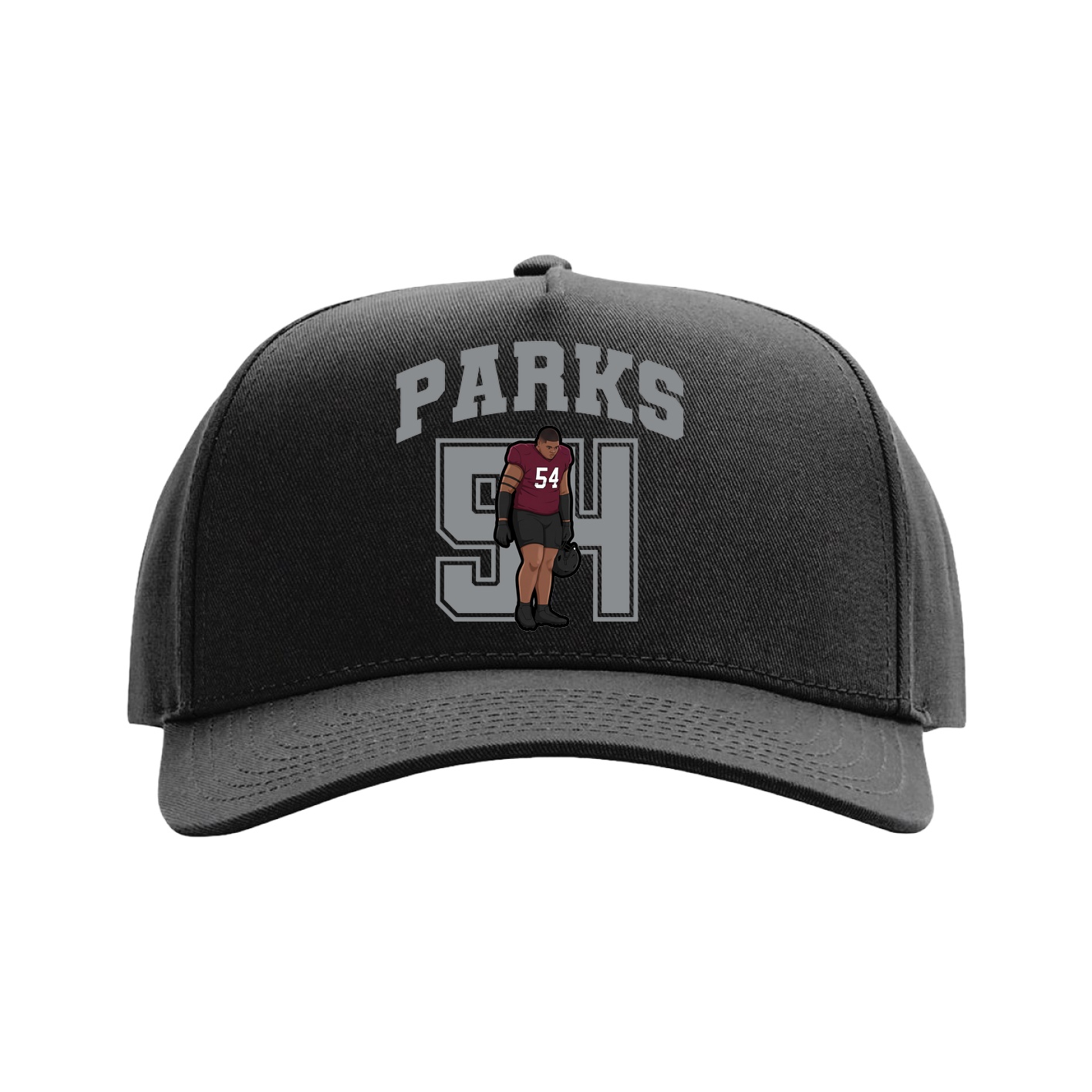 Full Fabric Five-Panel Champ Cap — Number in Black