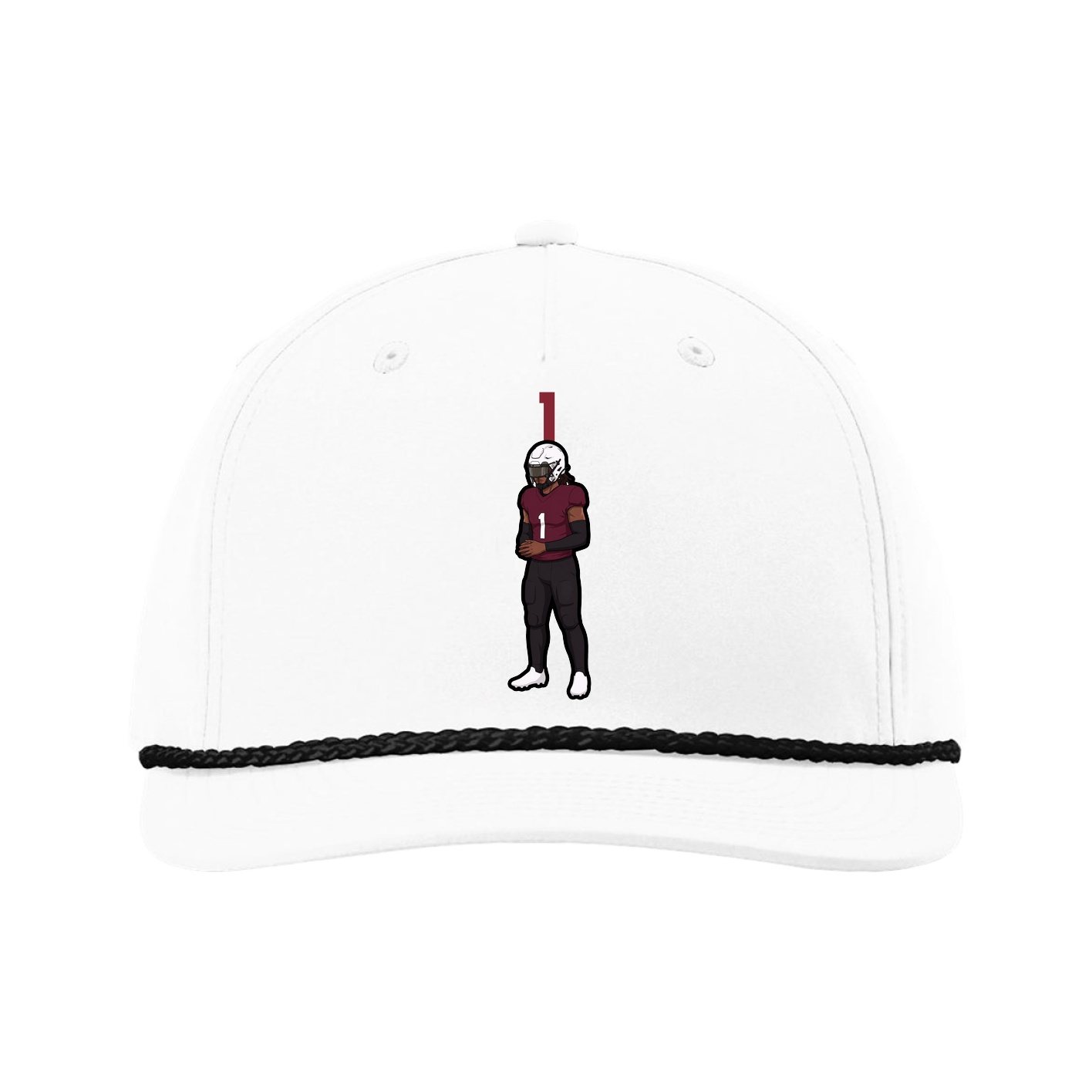 Five-Panel Classic Rope Cap — Number Top in White