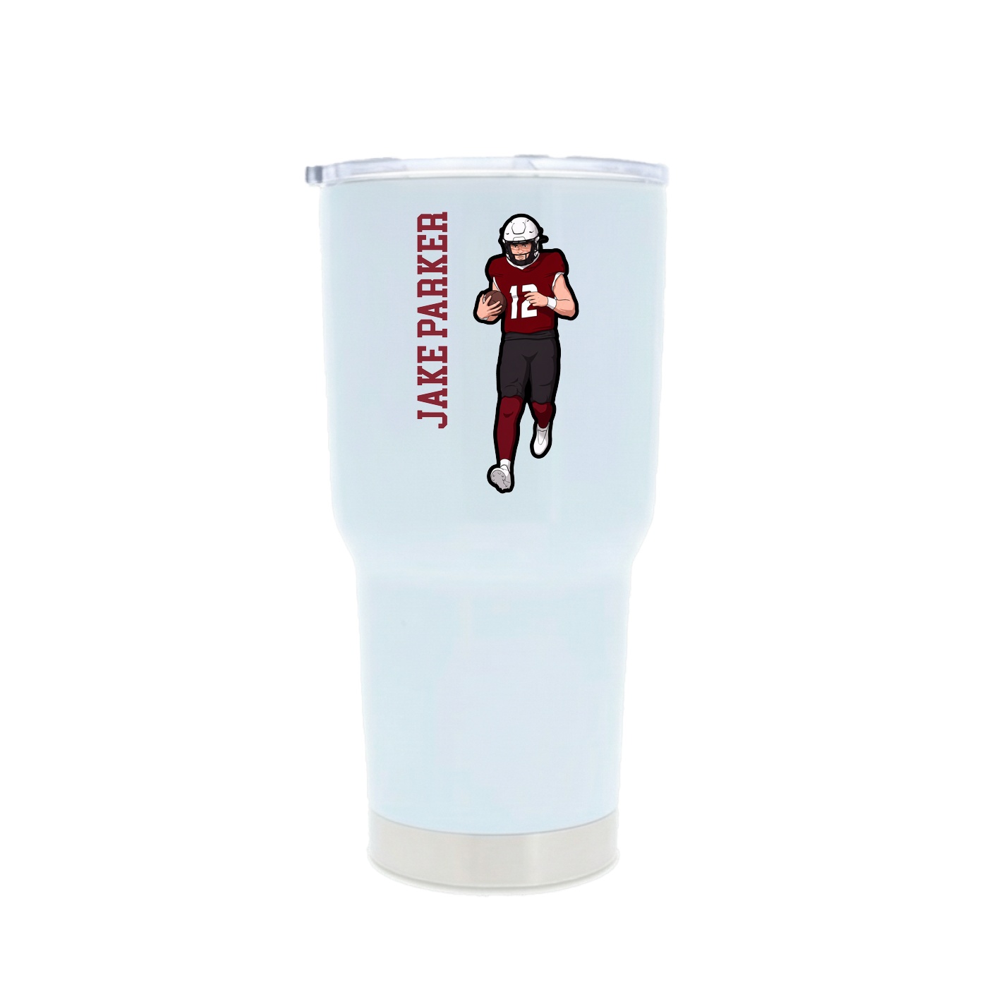 30oz Stainless Steel Tumbler — Name Vertical in White