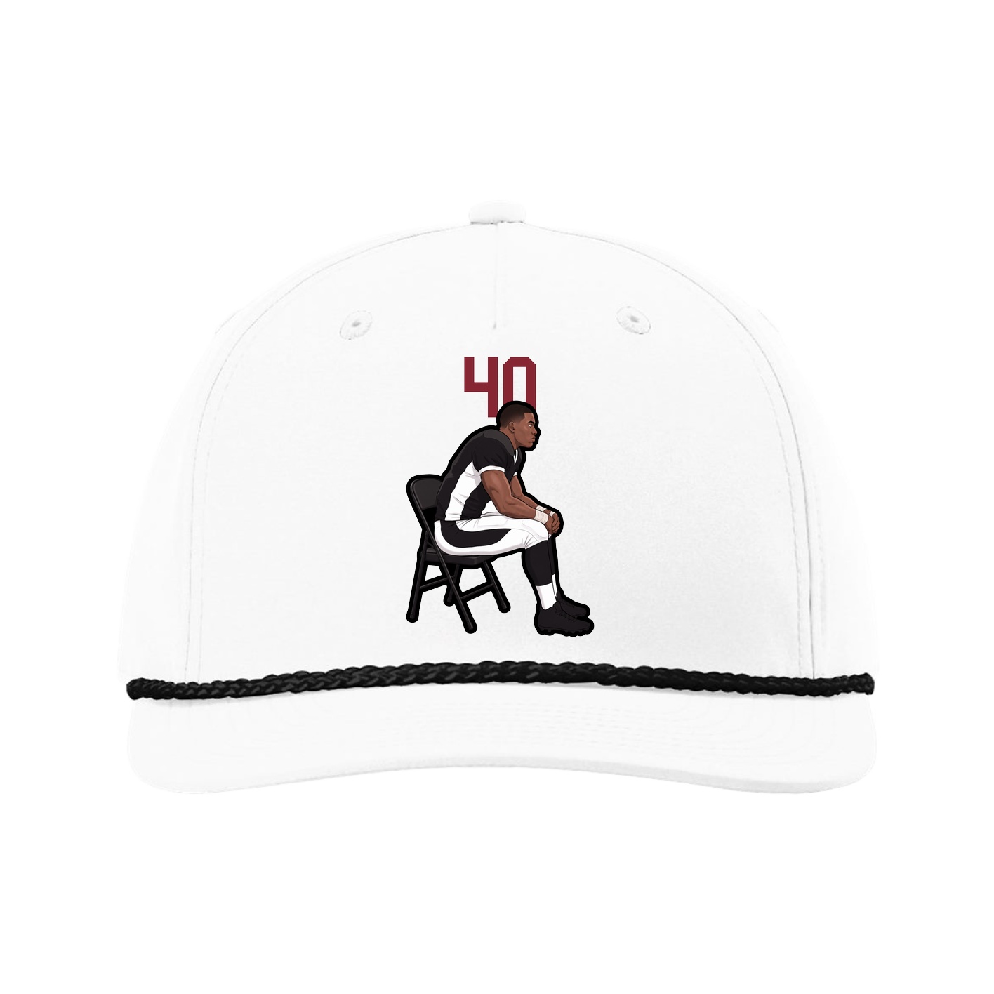 Five-Panel Classic Rope Cap — Number Top in White