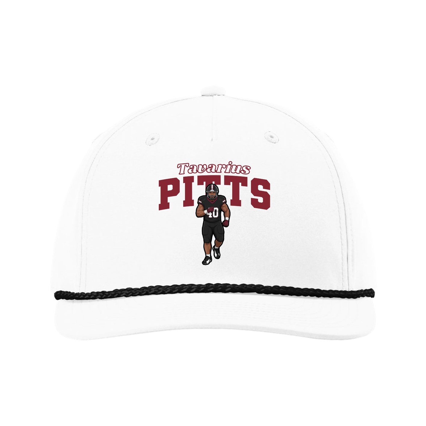 Five-Panel Classic Rope Cap — Name Arch in White
