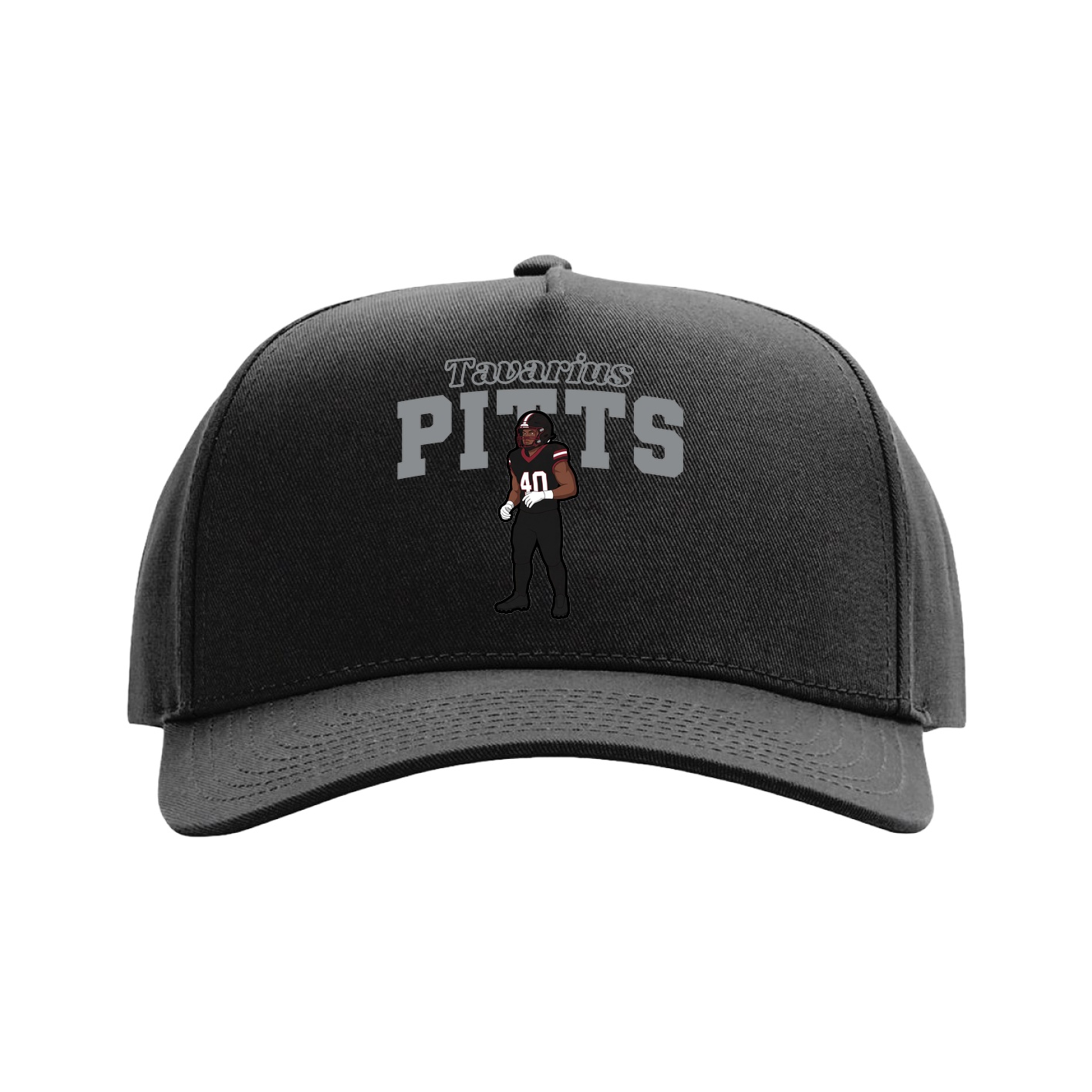 Full Fabric Five-Panel Champ Cap — Name Arch in Black