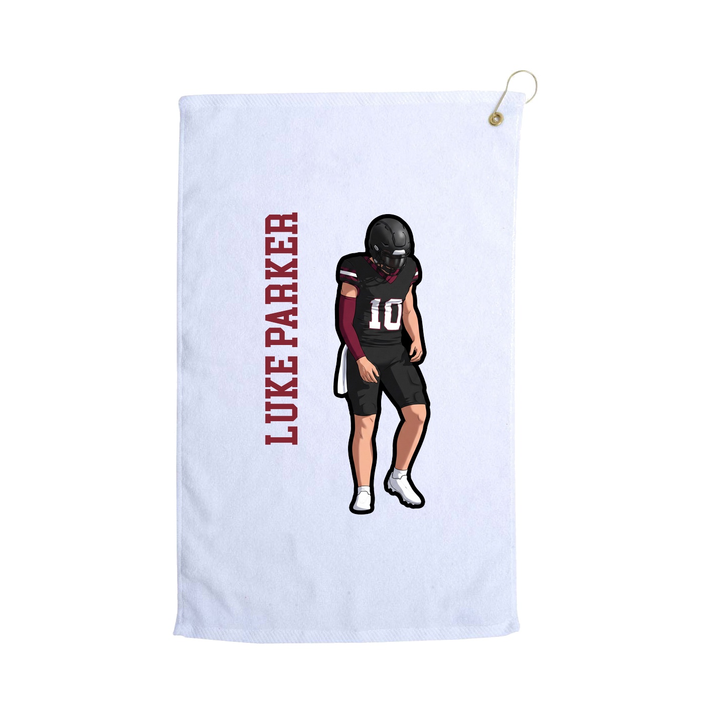 Golf Towel — Name Vertical in White