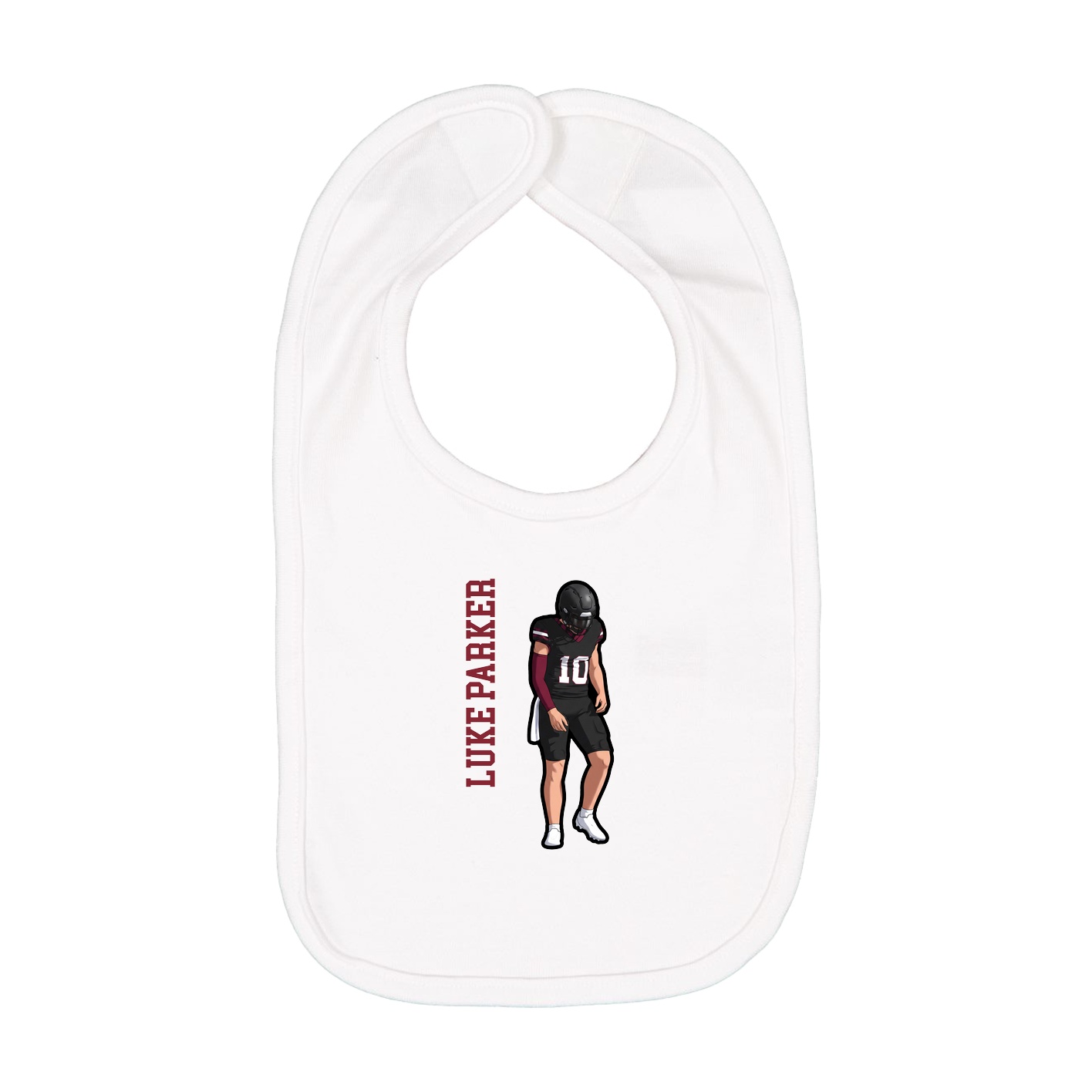 Infant Bib — Name Vertical in White
