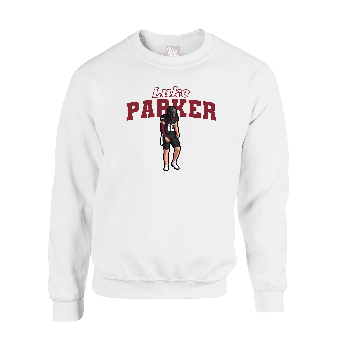 Fleece Crew — Name Arch in White