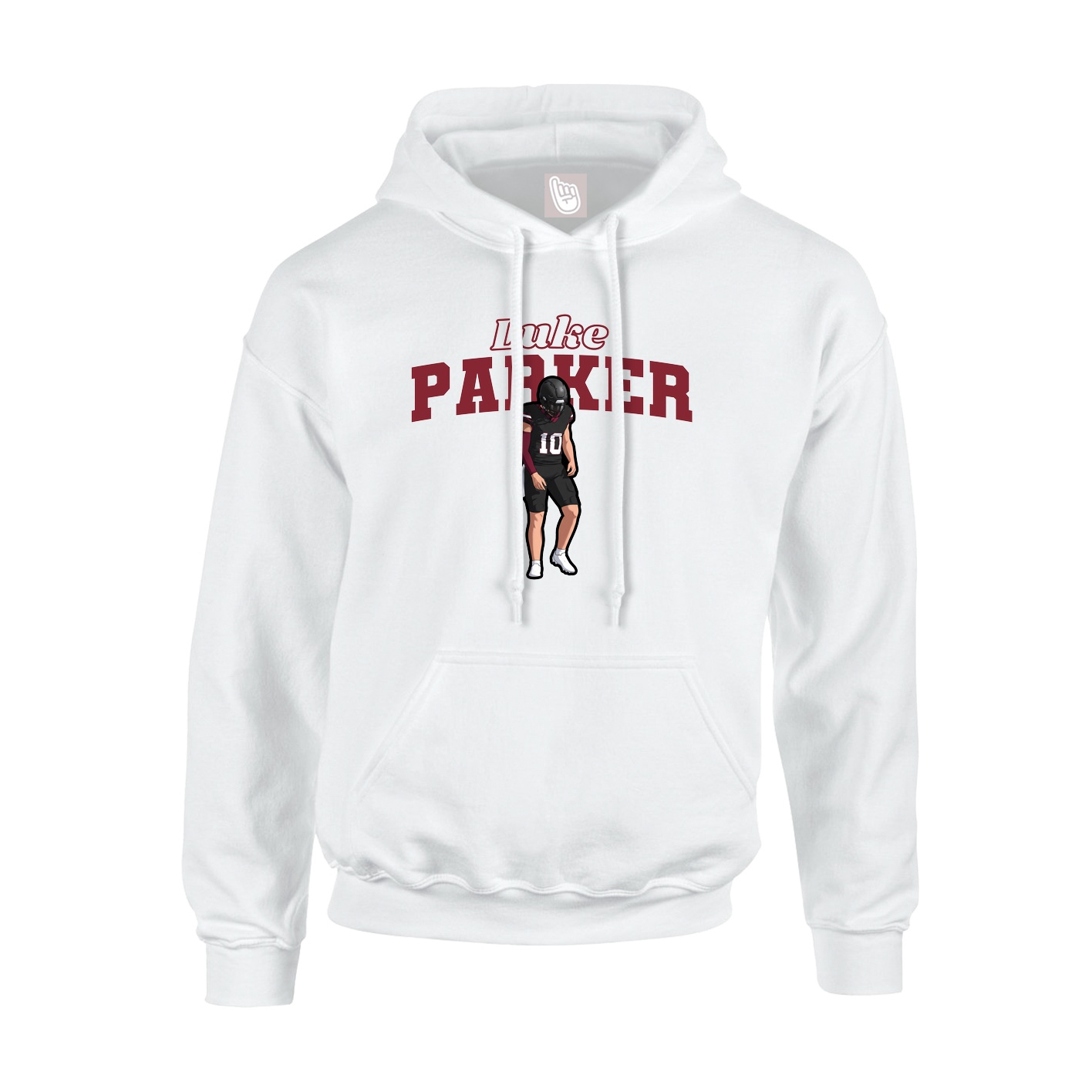 Youth Hoodie — Name Arch in White