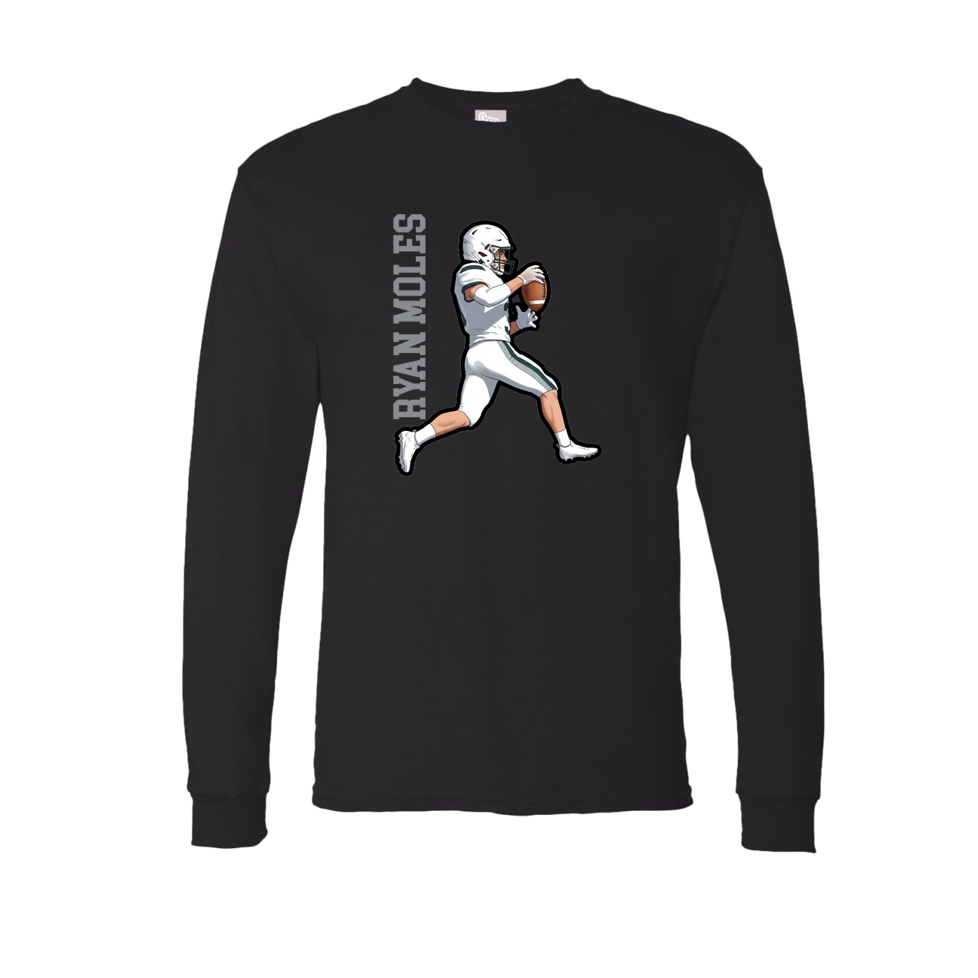 Long Sleeve Tee — Name Vertical in Black