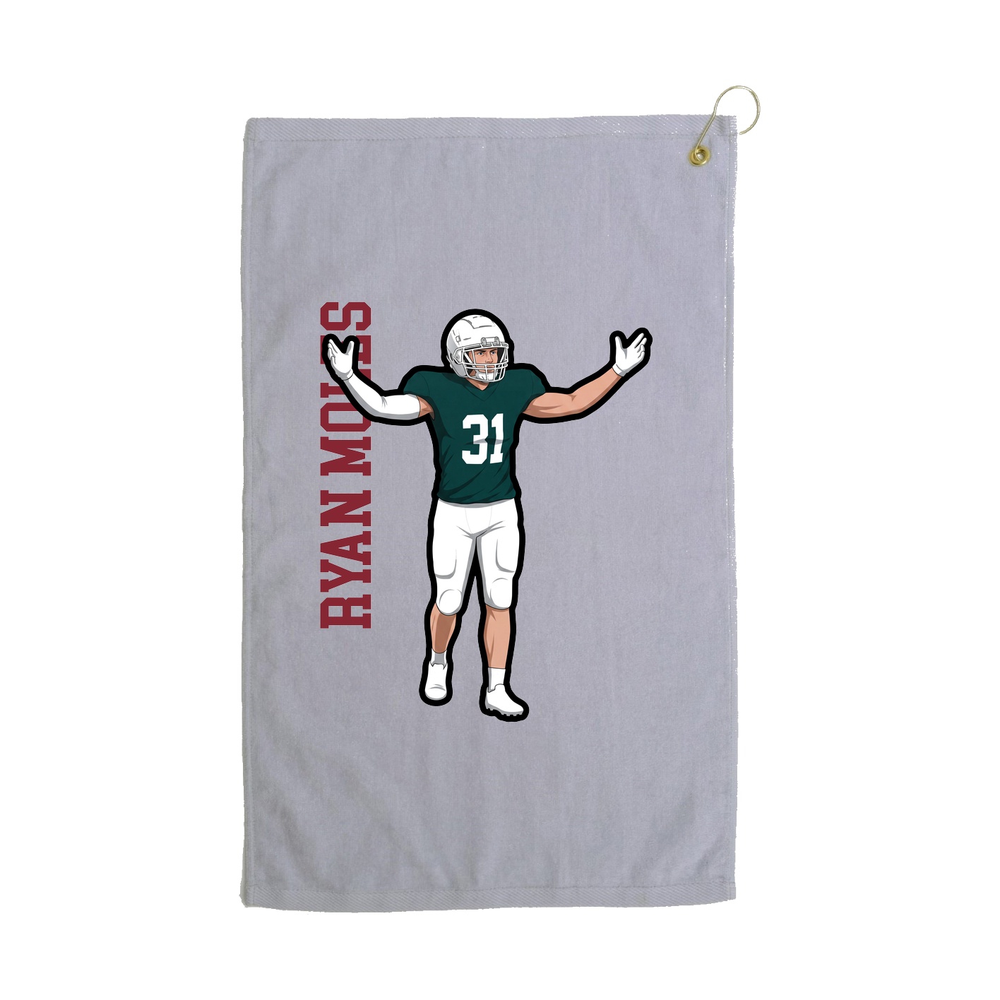 Golf Towel — Name Vertical in Grey
