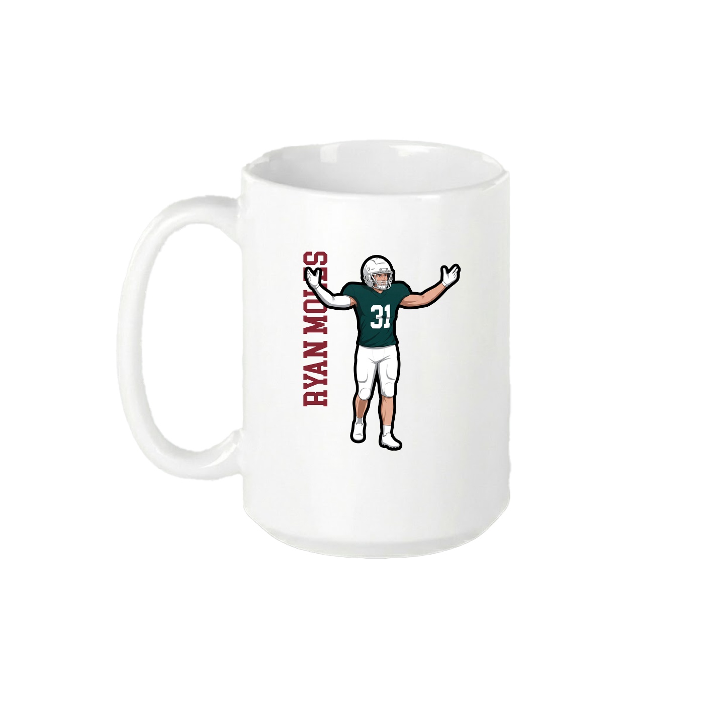15oz Coffee Mug — Name Vertical in White