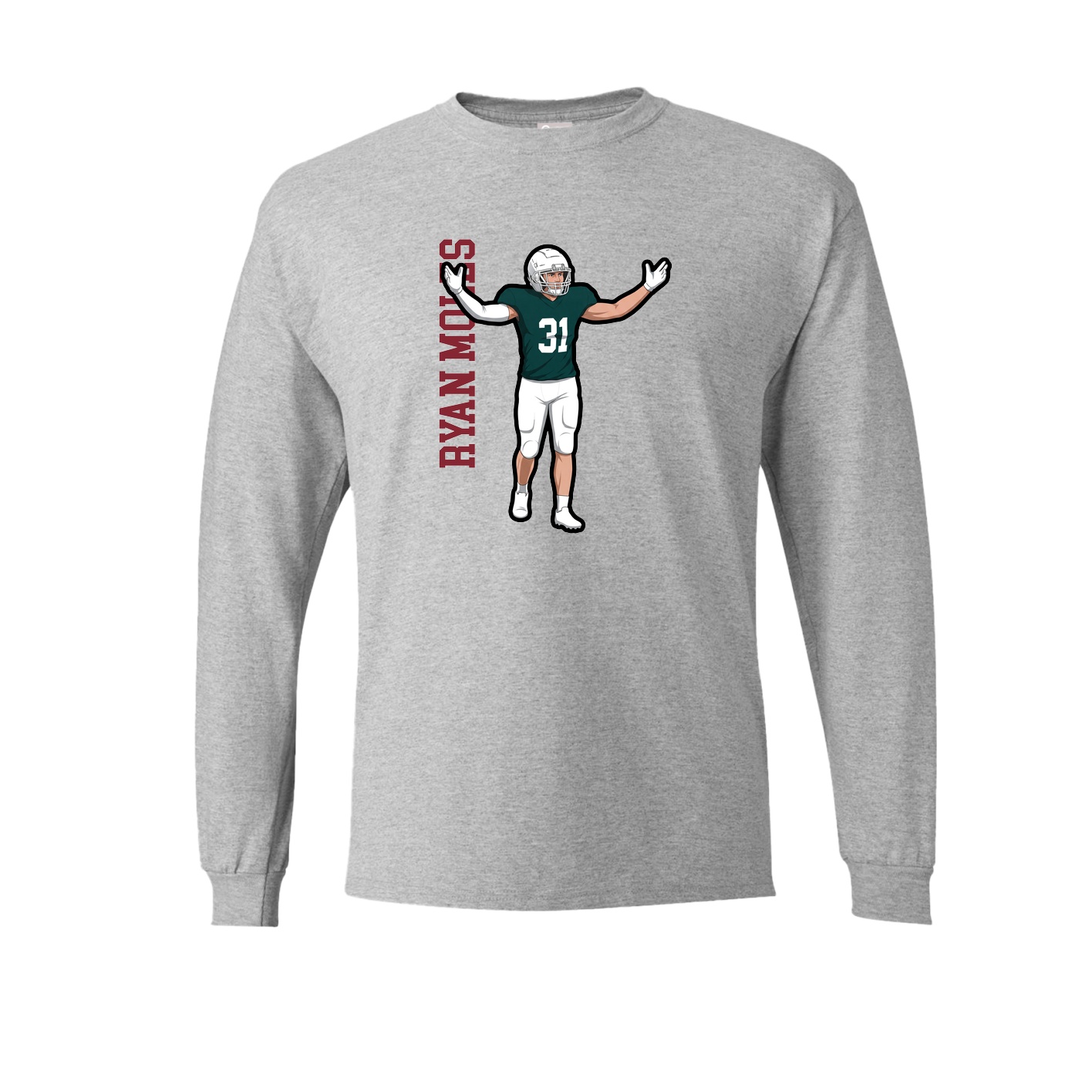 Long Sleeve Tee — Name Vertical in Grey
