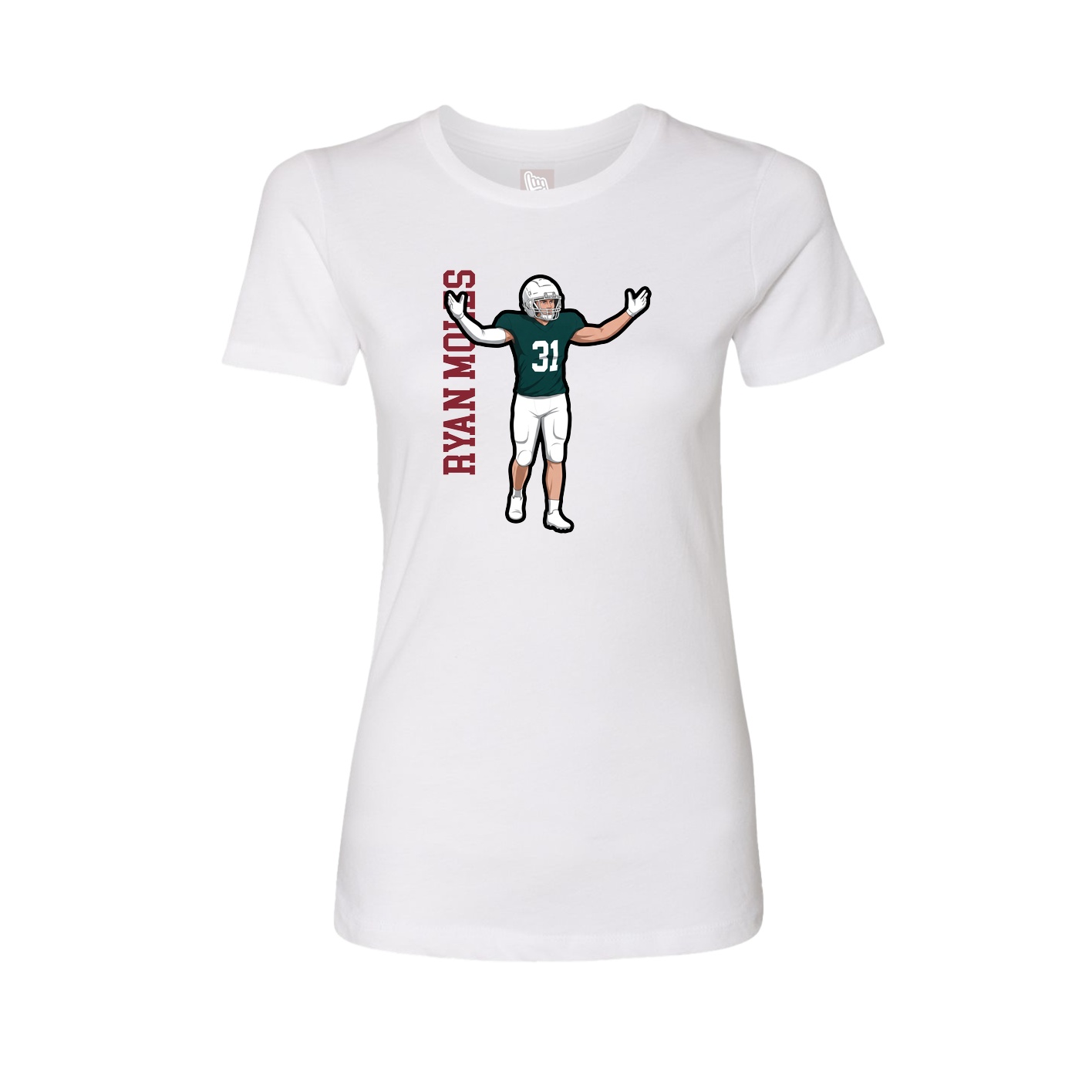 Fitted Women's Tee — Name Vertical in White