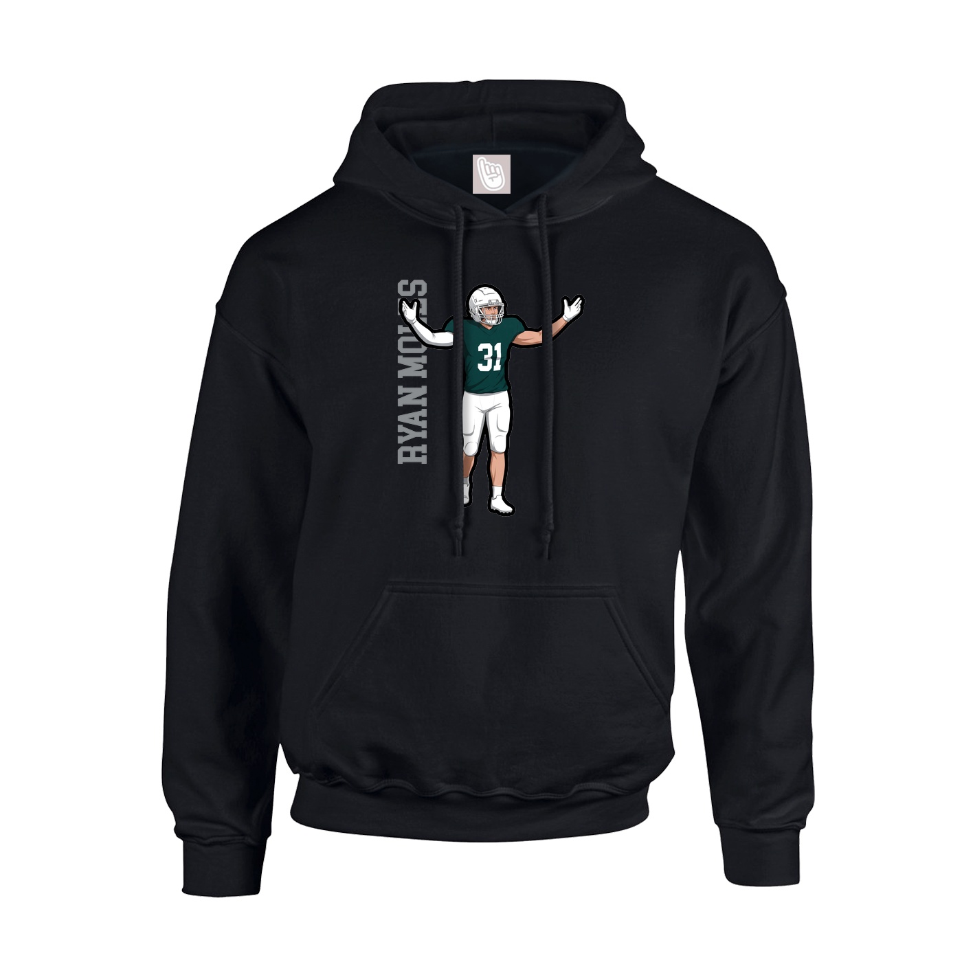 Youth Hoodie — Name Vertical in Black