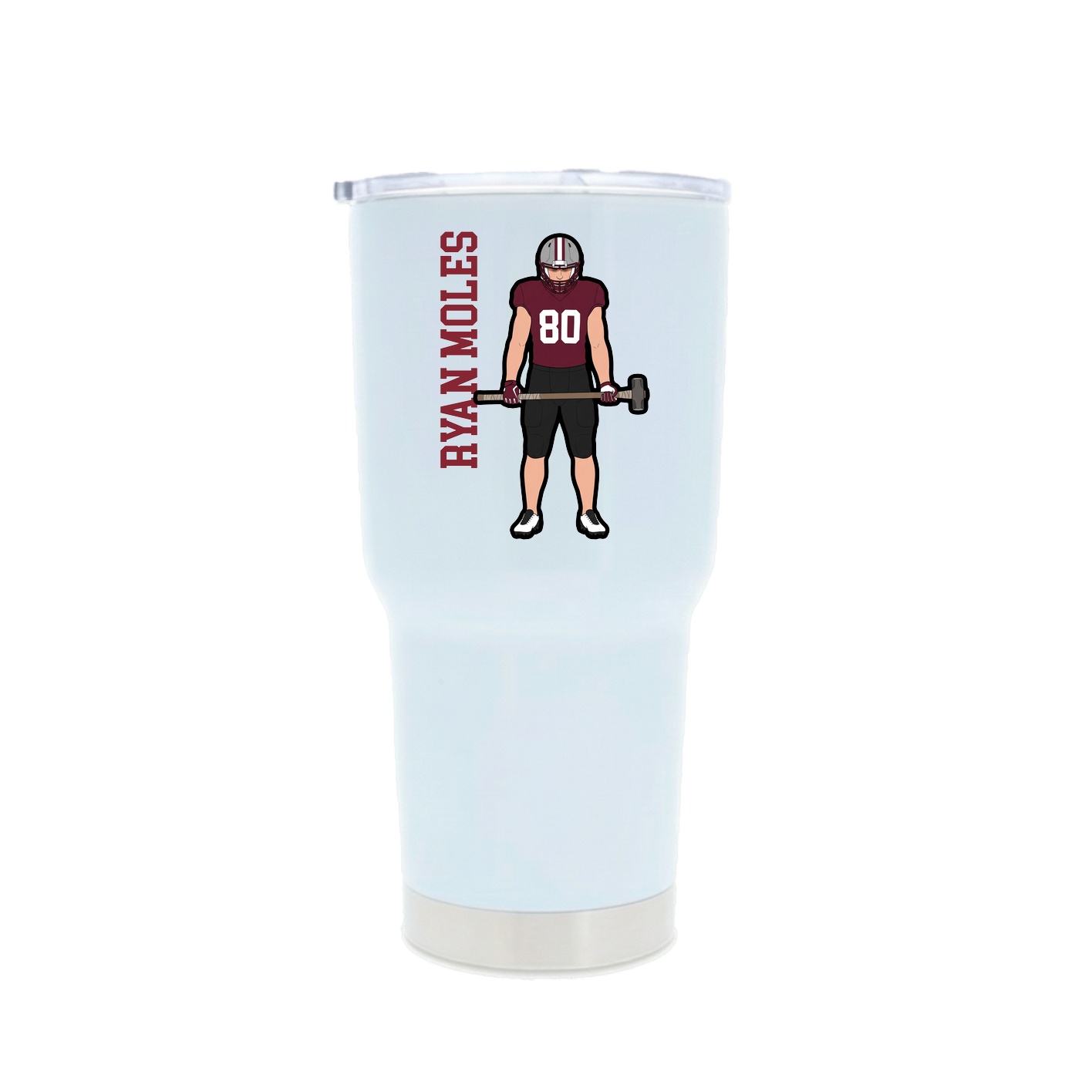 30oz Stainless Steel Tumbler — Name Vertical in White
