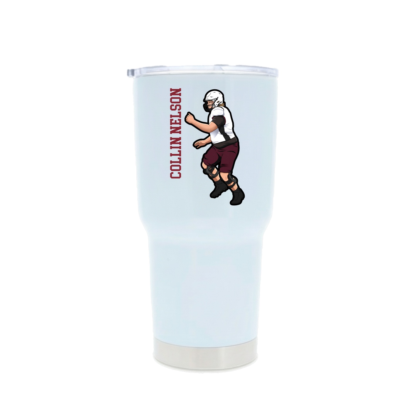 30oz Stainless Steel Tumbler — Name Vertical in White