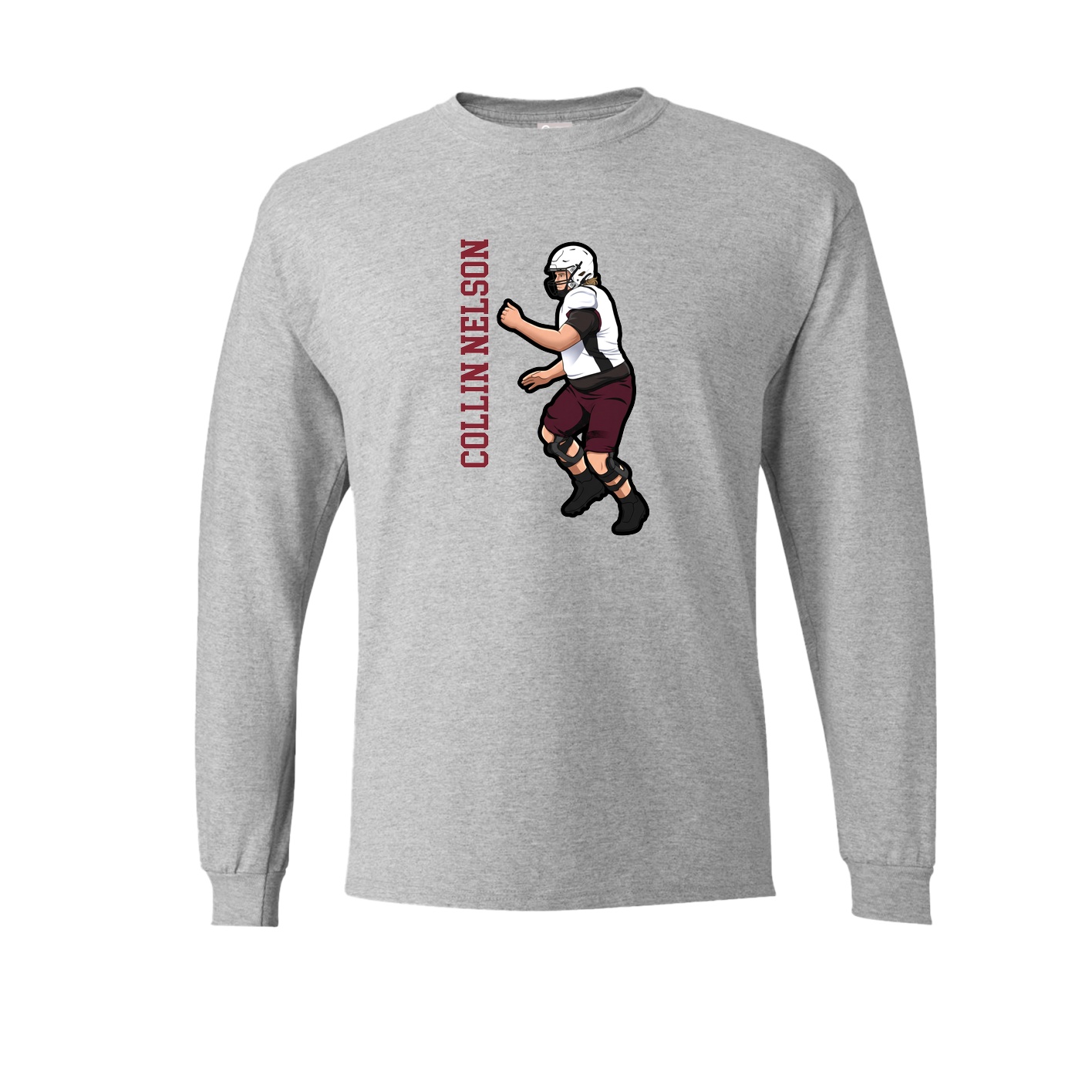 Long Sleeve Tee — Name Vertical in Grey