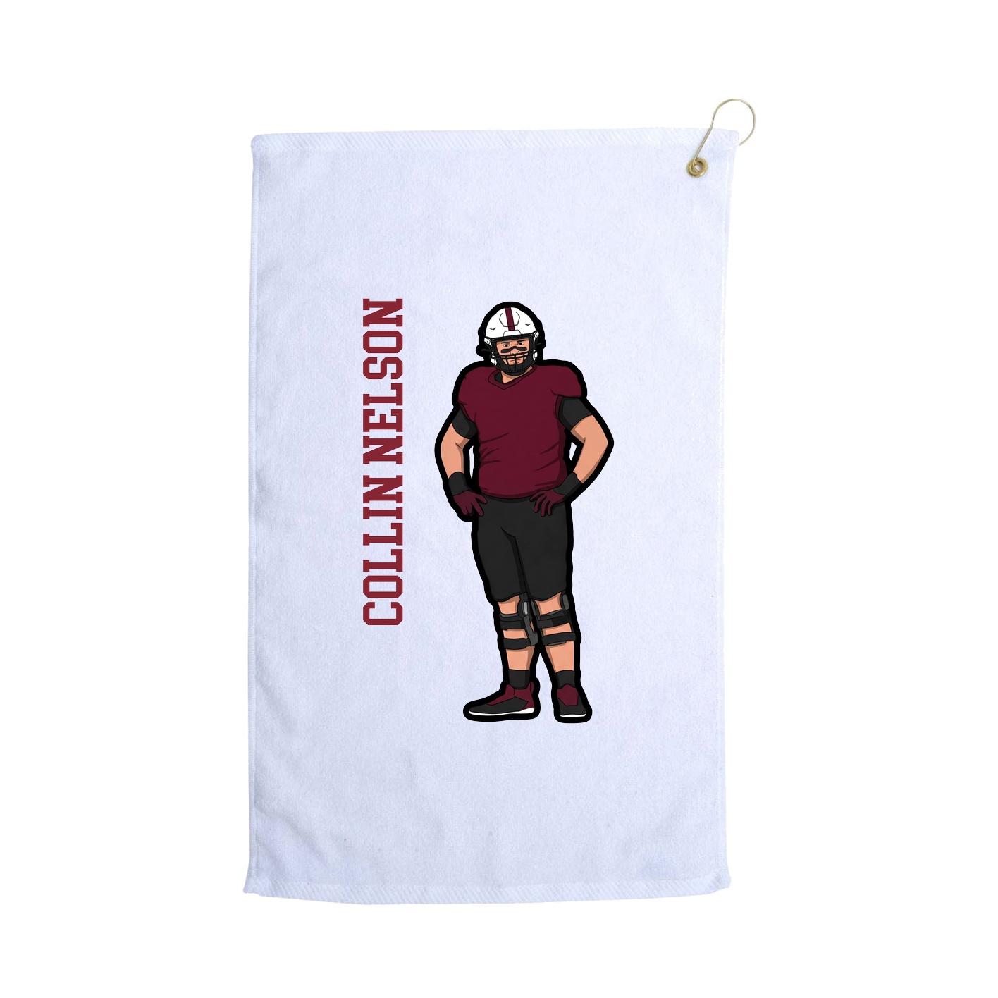 Golf Towel — Name Vertical in White