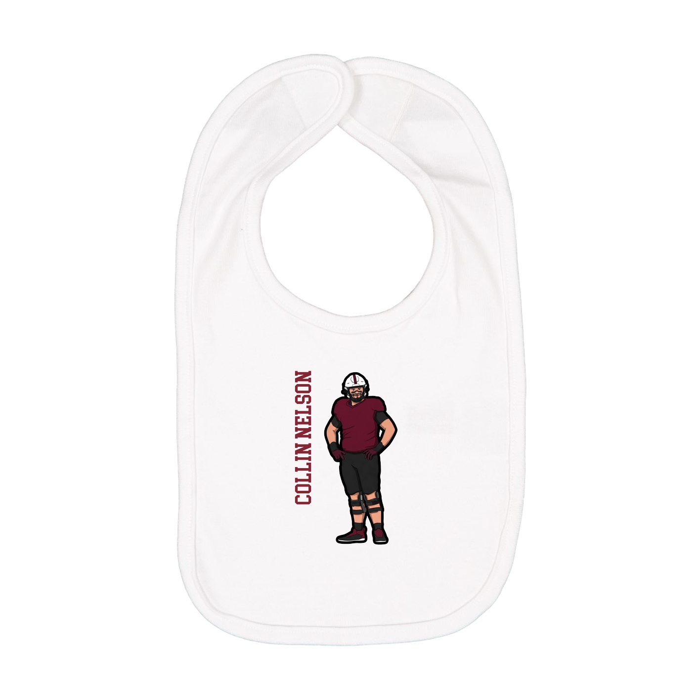 Infant Bib — Name Vertical in White