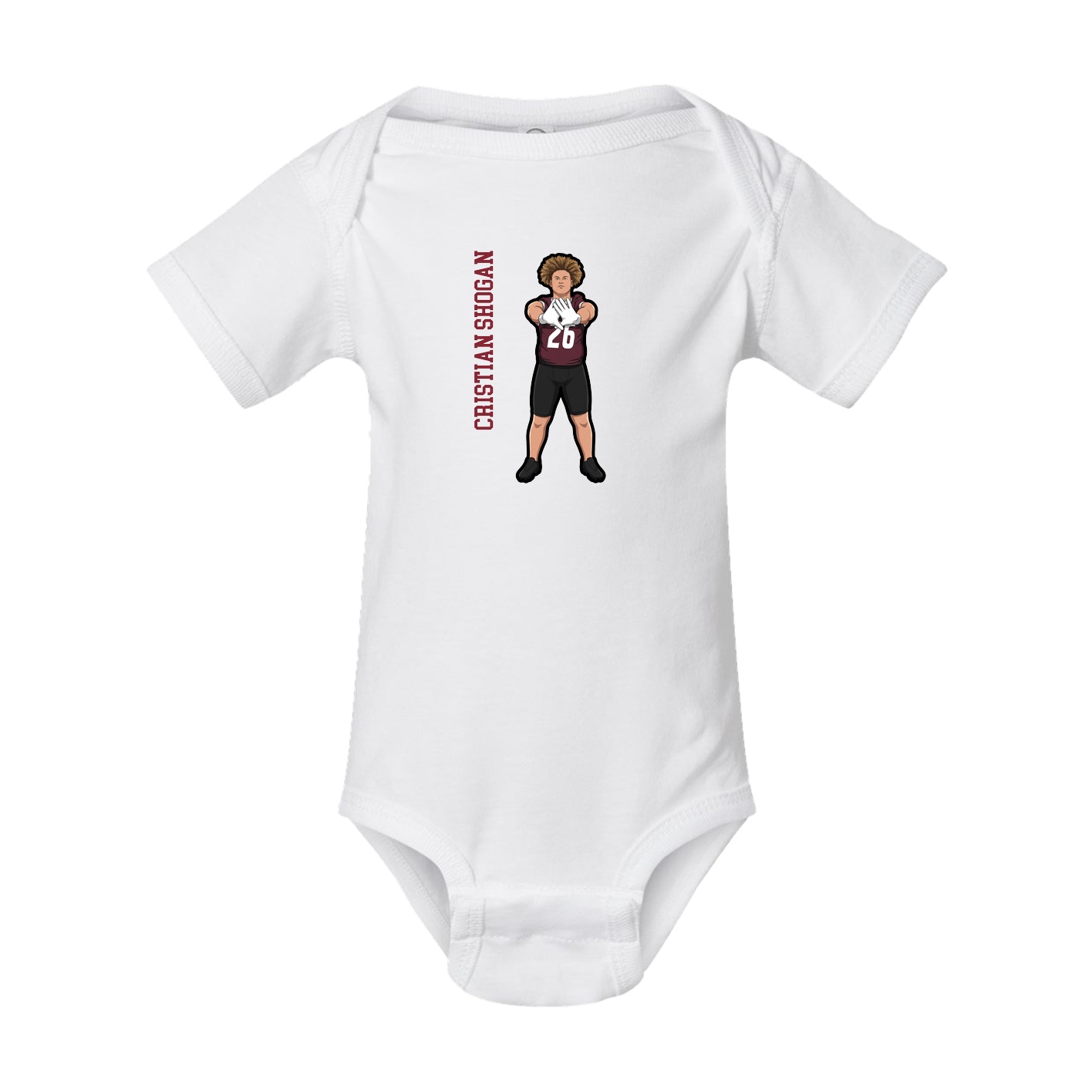 Baby Onesie — Name Vertical in White