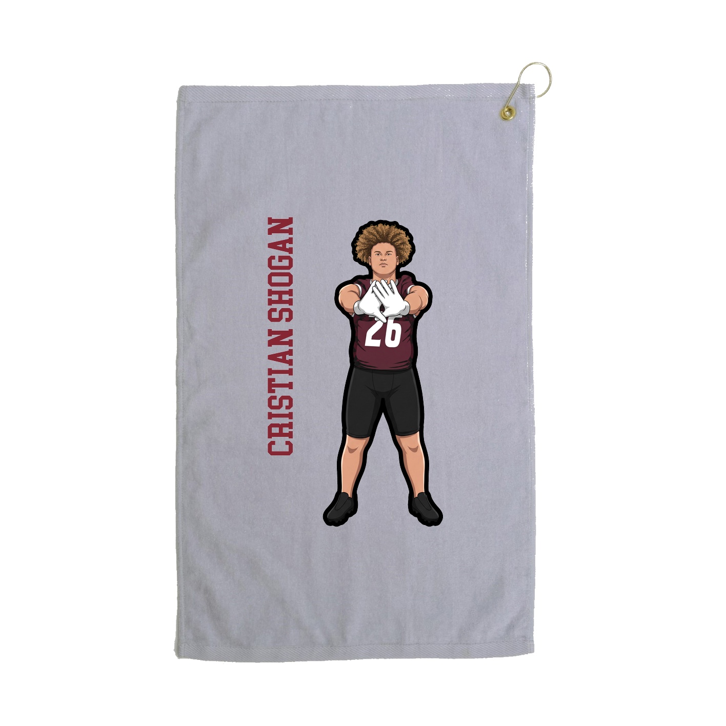 Golf Towel — Name Vertical in Grey