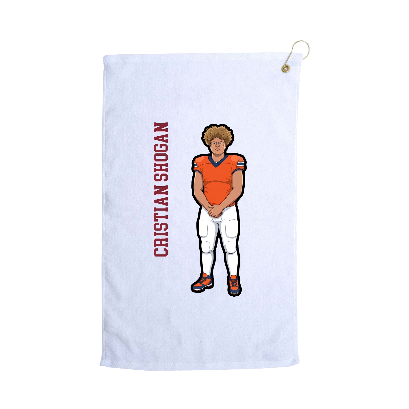 Golf Towel — Name Vertical in White