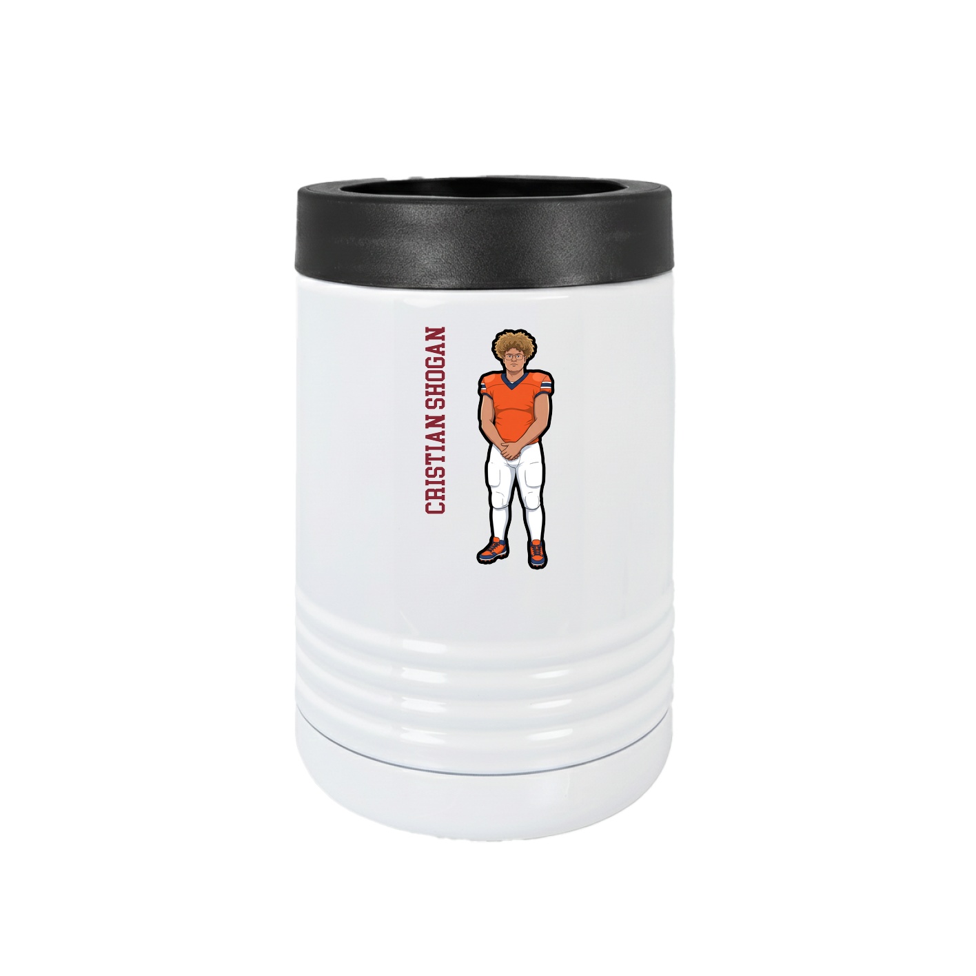 Beverage Holder — Name Vertical in White