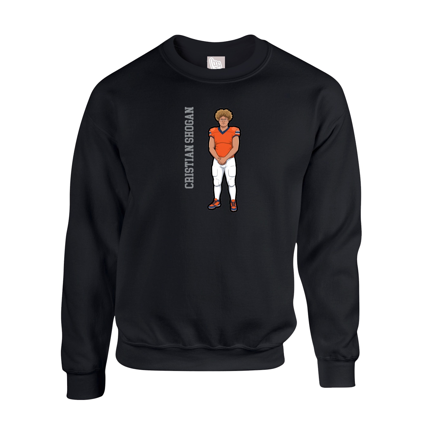 Fleece Crew — Name Vertical in Black