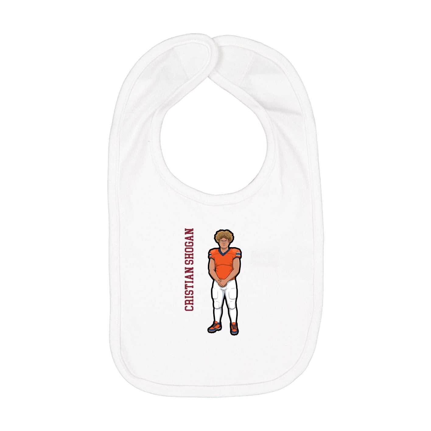 Infant Bib — Name Vertical in White