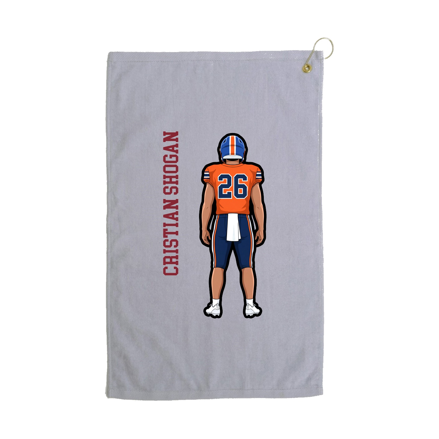 Golf Towel — Name Vertical in Grey