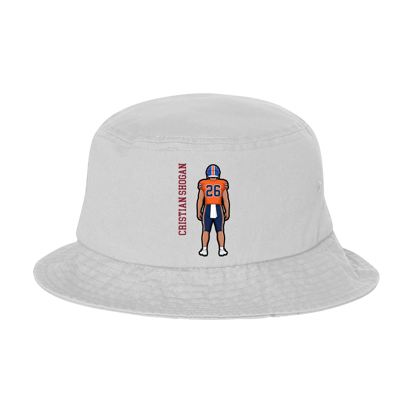 Bucket Cap — Name Vertical in White