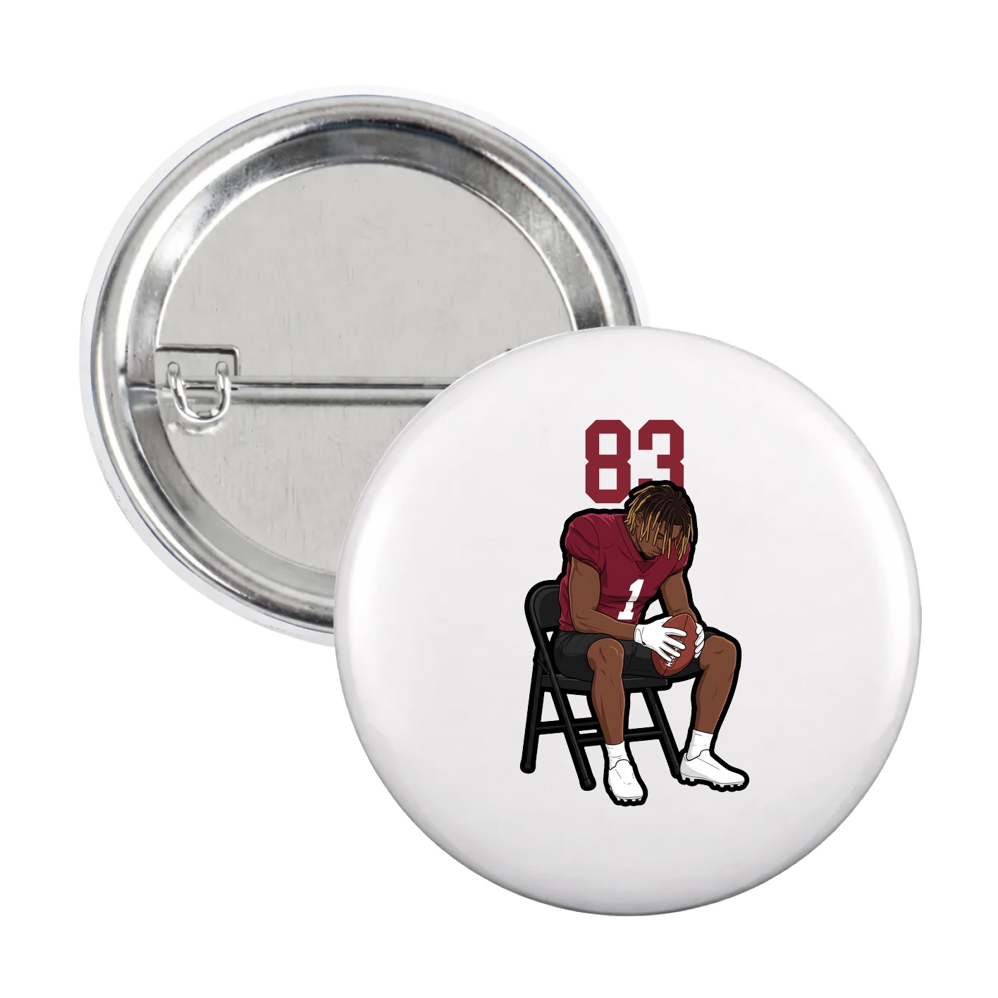 Game Day Button — Number Top in White