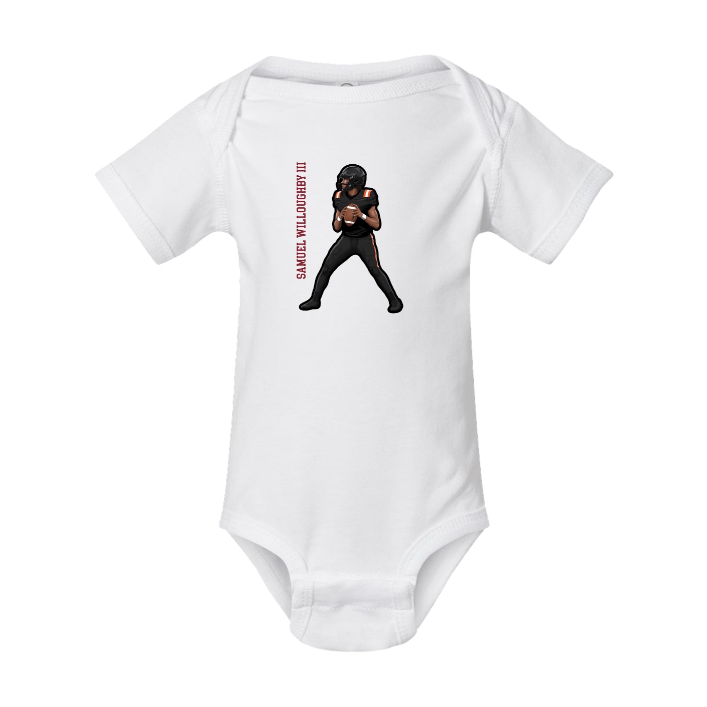 Baby Onesie — Name Vertical in White