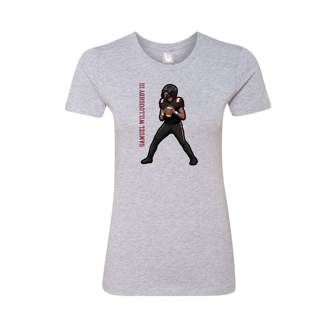Fitted Women's Tee — Name Vertical in Grey