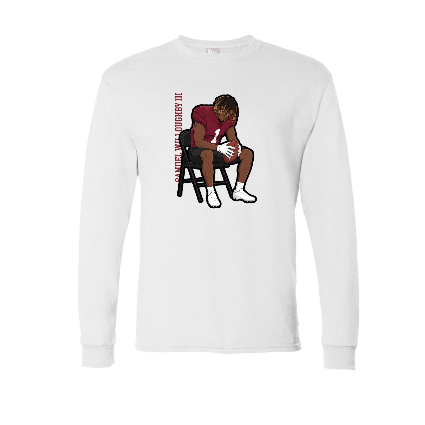 Long Sleeve Tee — Name Vertical in White