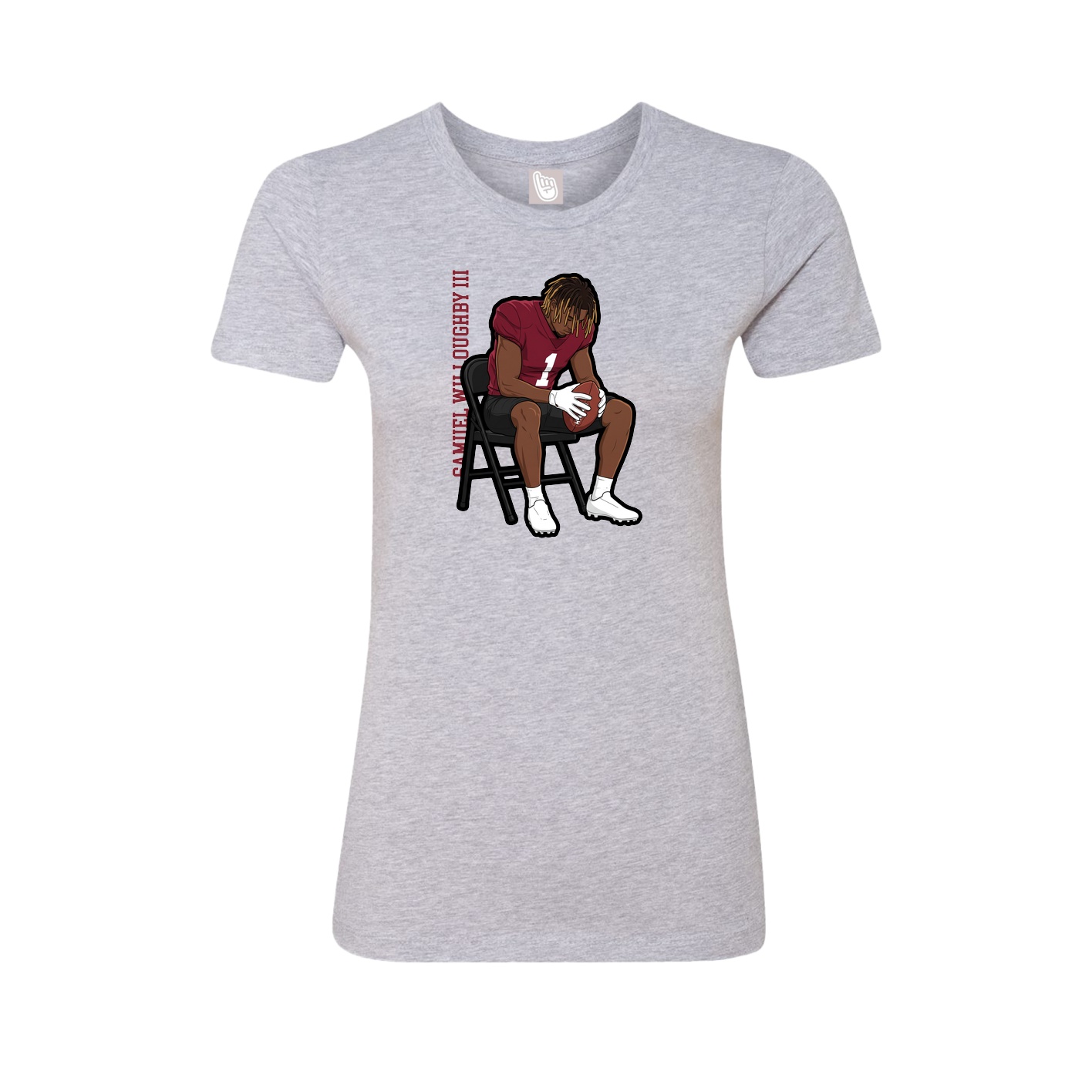Fitted Women's Tee — Name Vertical in Grey
