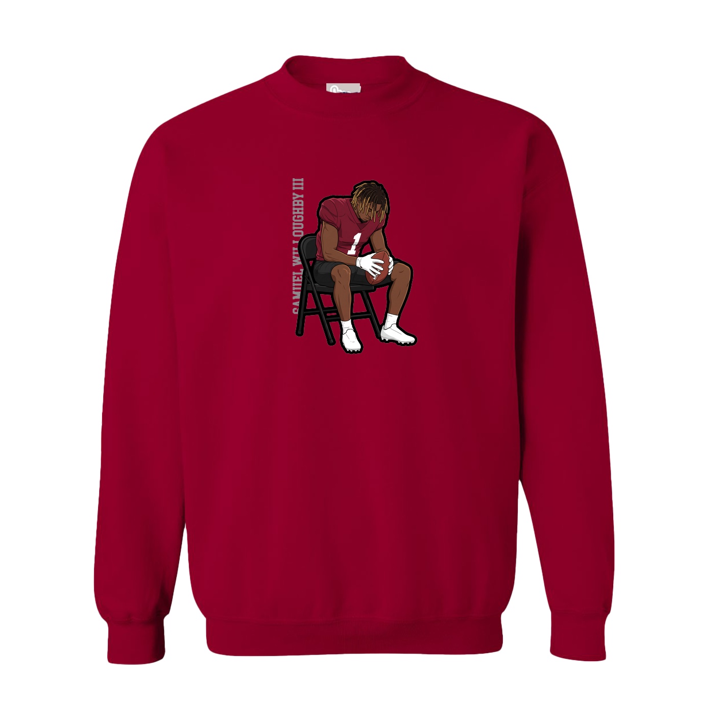 Fleece Crew — Name Vertical in Cardinal