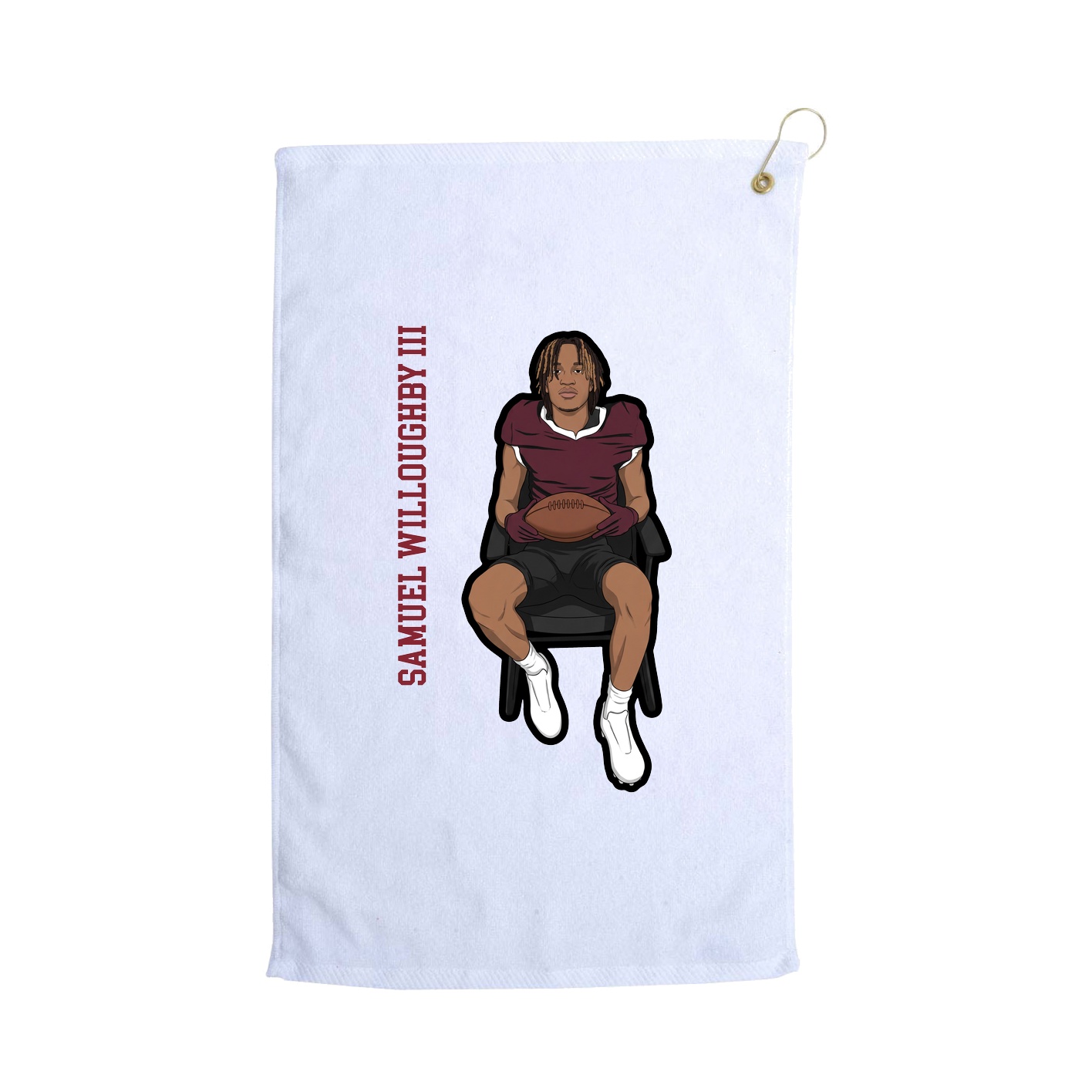 Golf Towel — Name Vertical in White