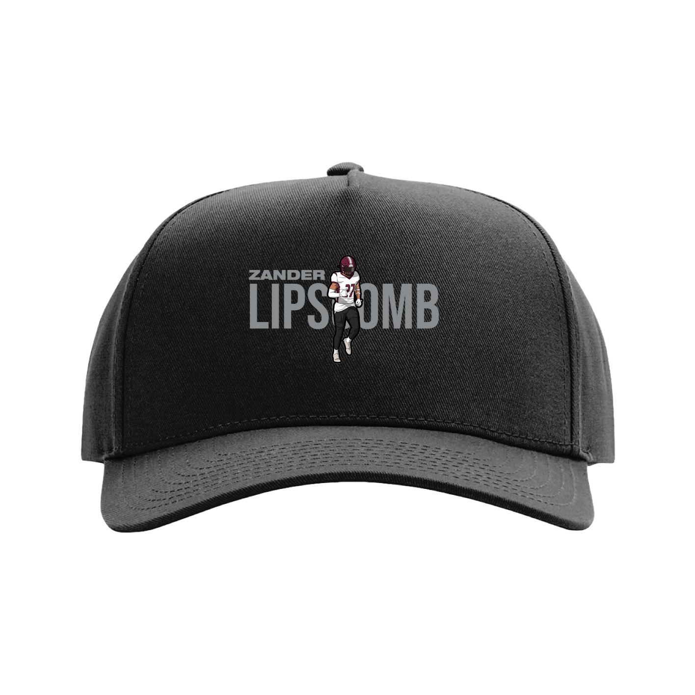 Full Fabric Five-Panel Champ Cap — Player Name in Black