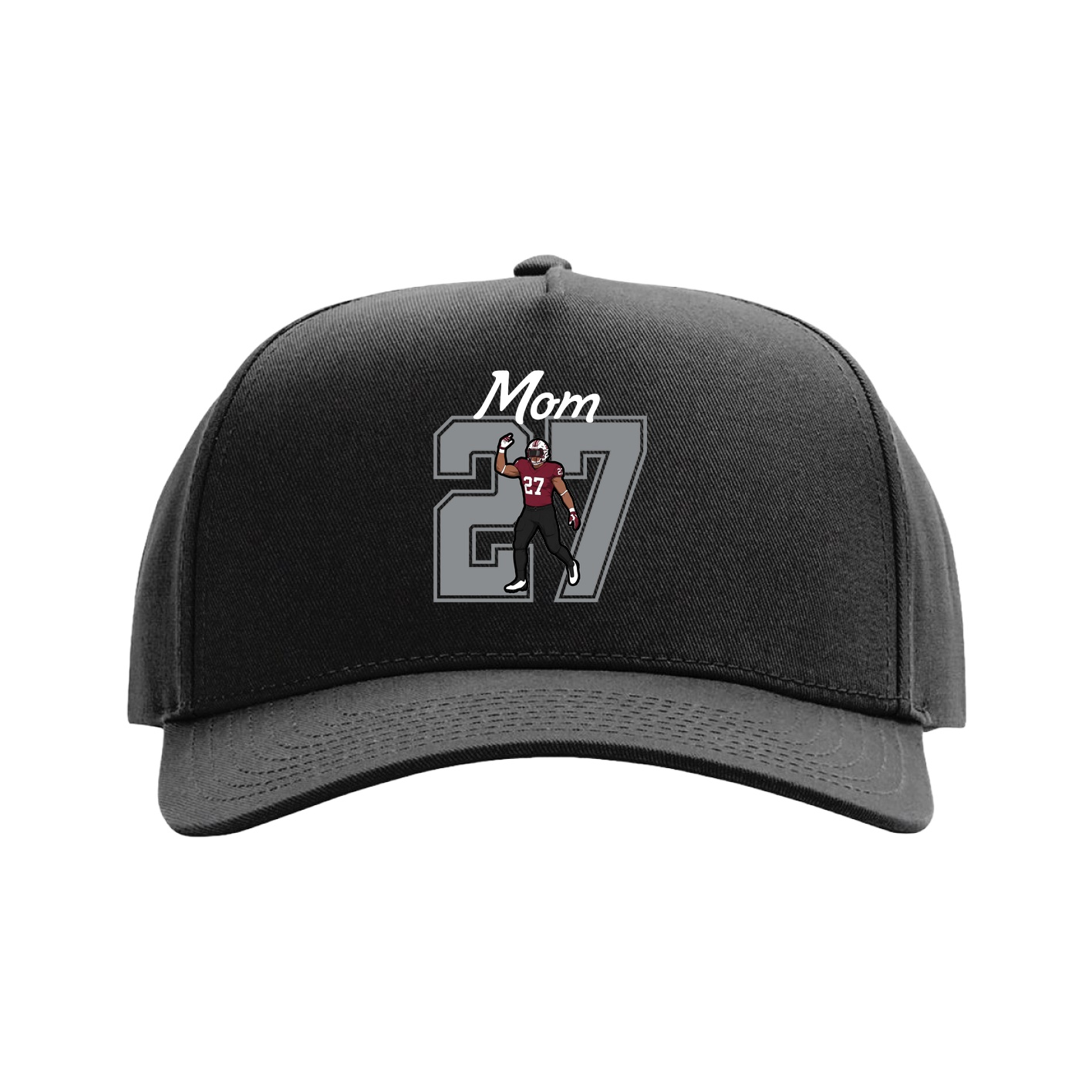 Full Fabric Five-Panel Champ Cap — Mothers Day Shirsey in Black