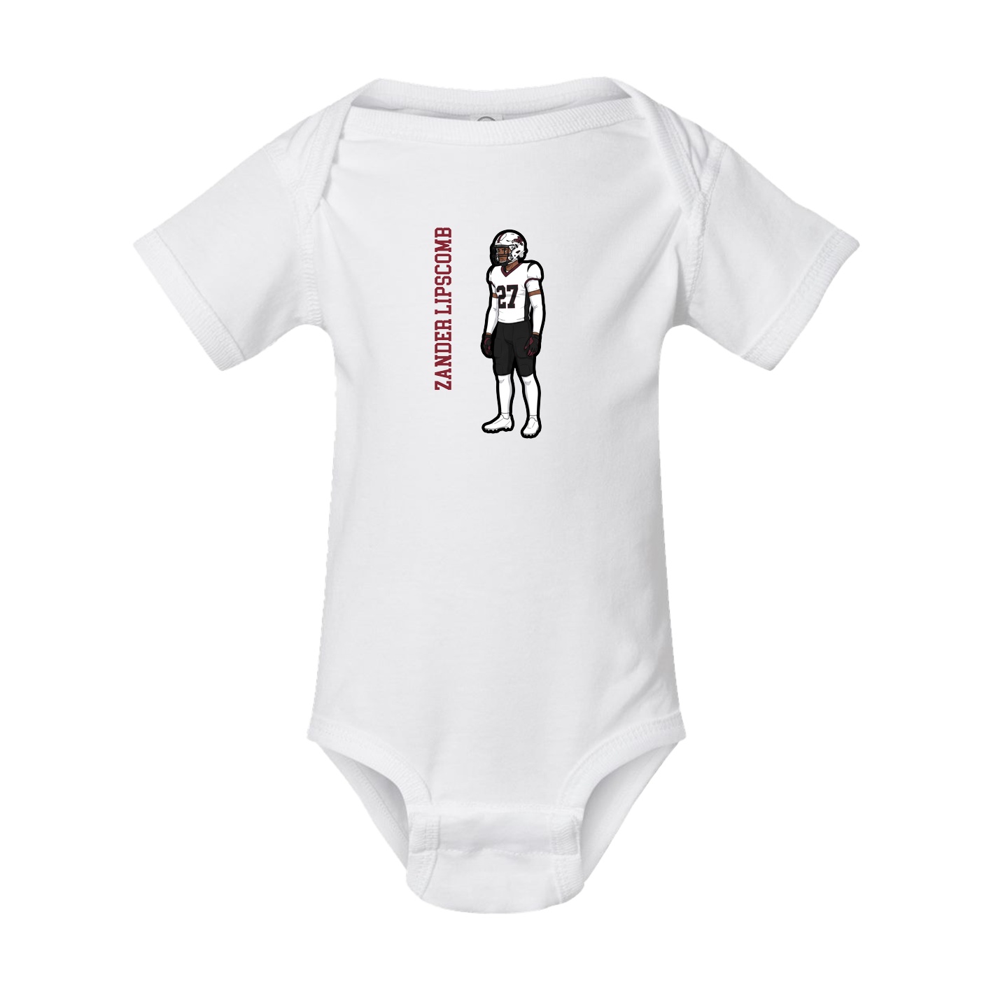 Baby Onesie — Name Vertical in White