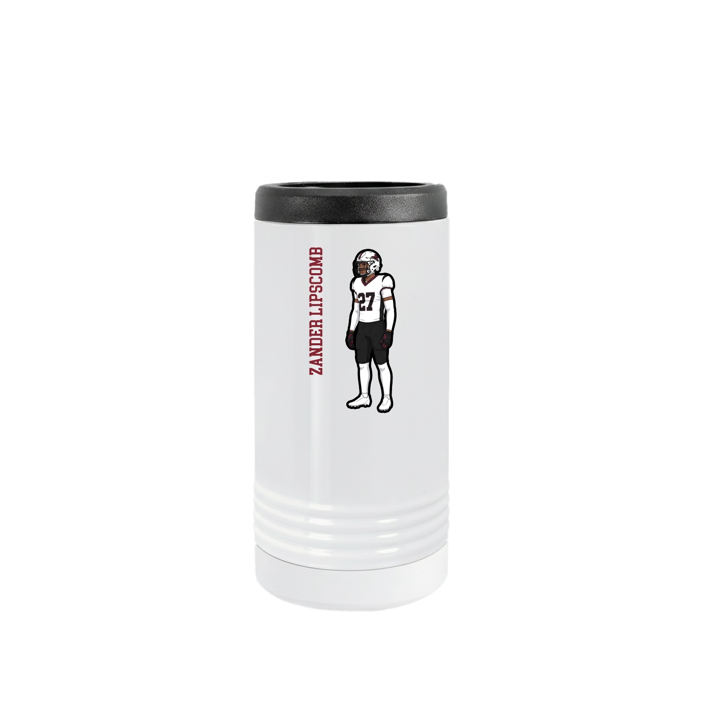 Slim Beverage Holder — Name Vertical in White