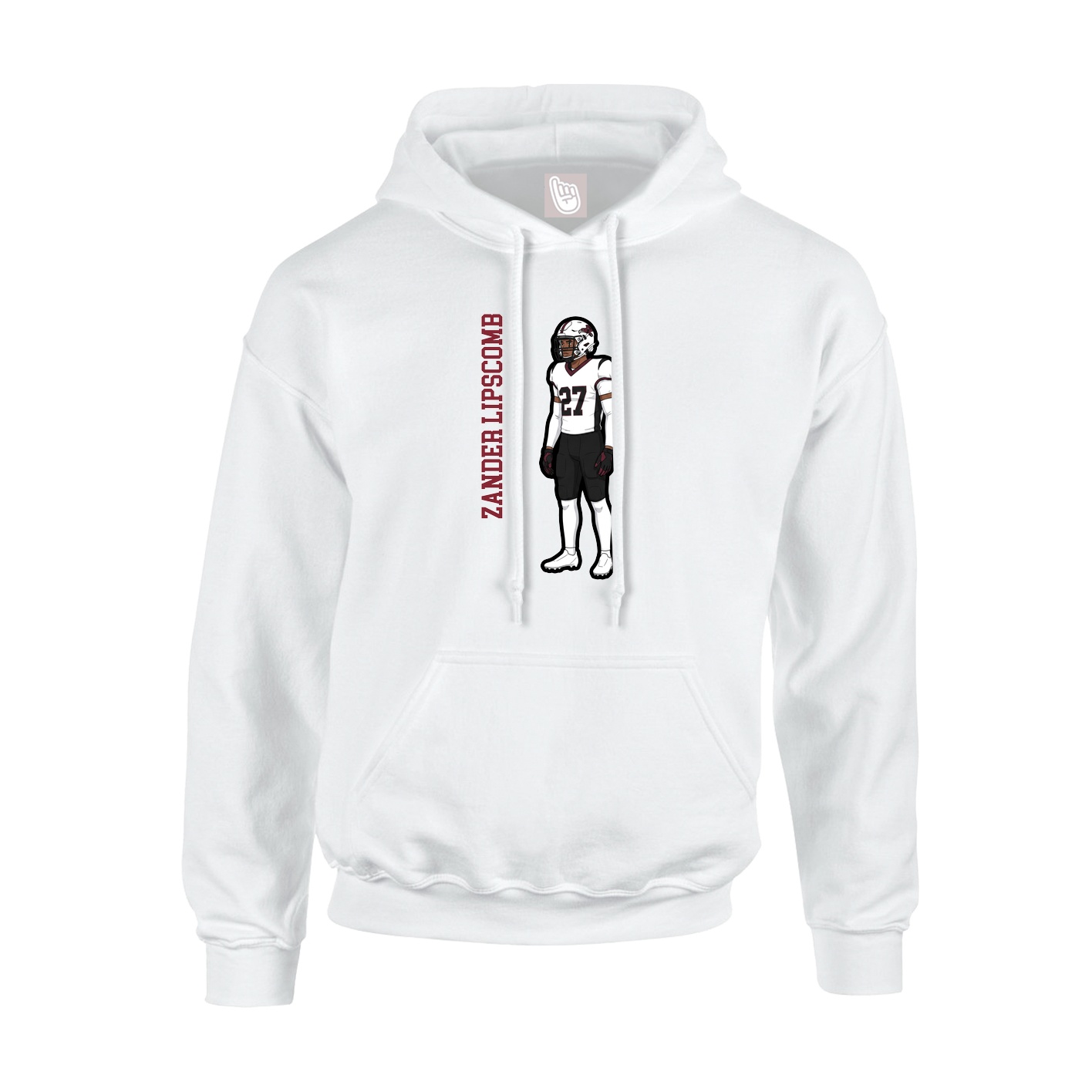 Youth Hoodie — Name Vertical in White
