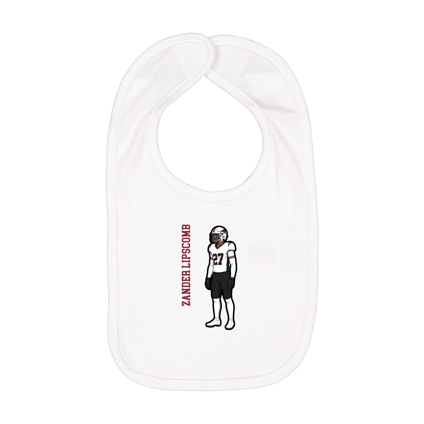 Infant Bib — Name Vertical in White