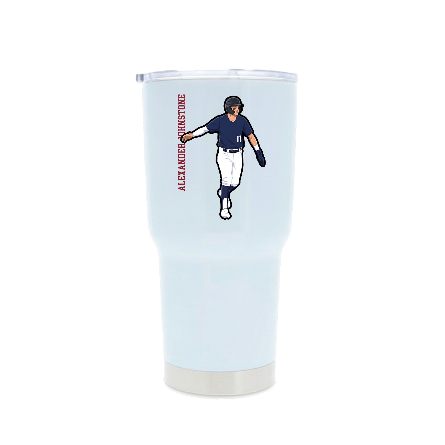 30oz Stainless Steel Tumbler — Name Vertical in White