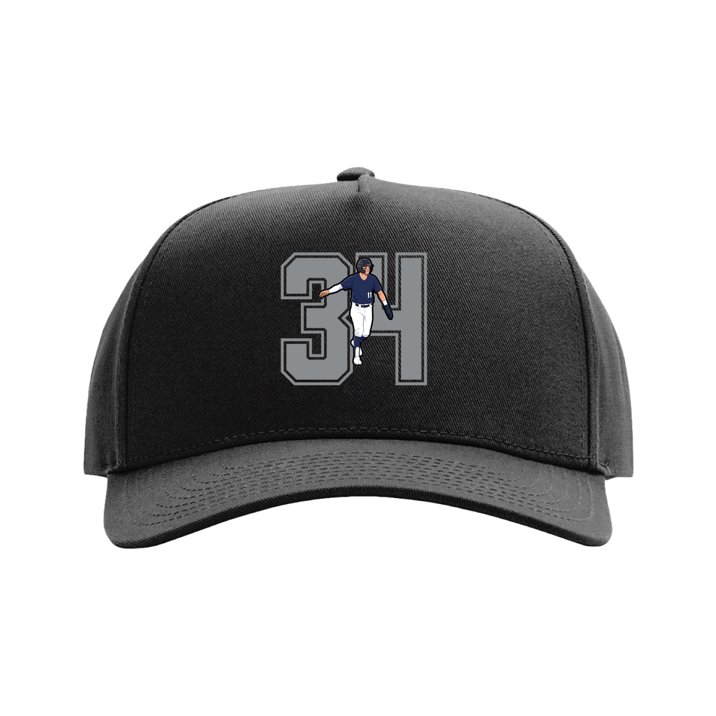 Full Fabric Five-Panel Champ Cap — Number in Black