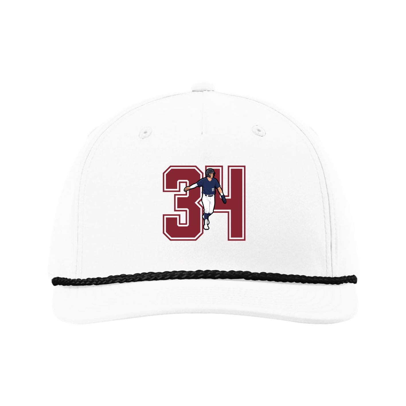 Five-Panel Classic Rope Cap — Number in White
