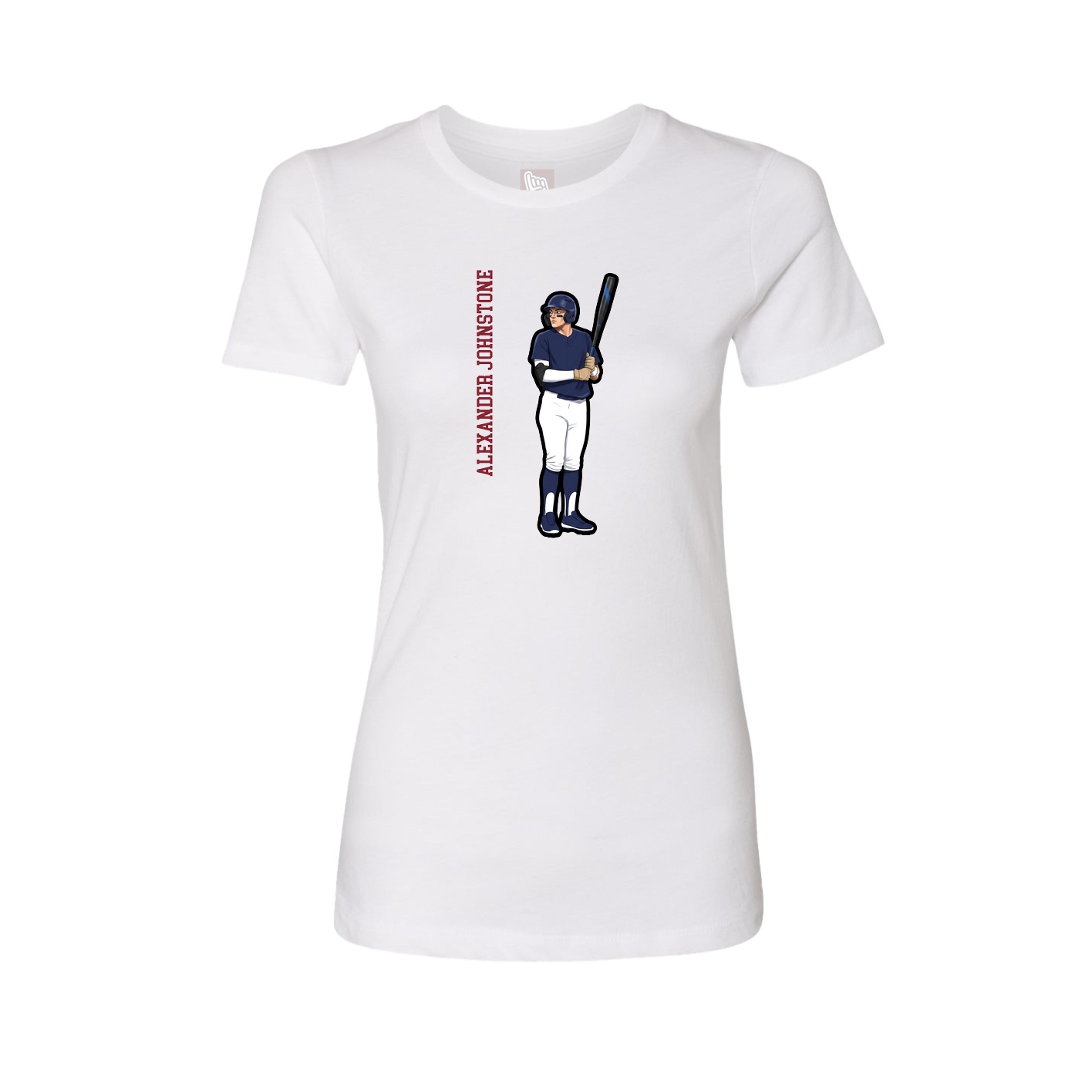 Fitted Women's Tee — Name Vertical in White